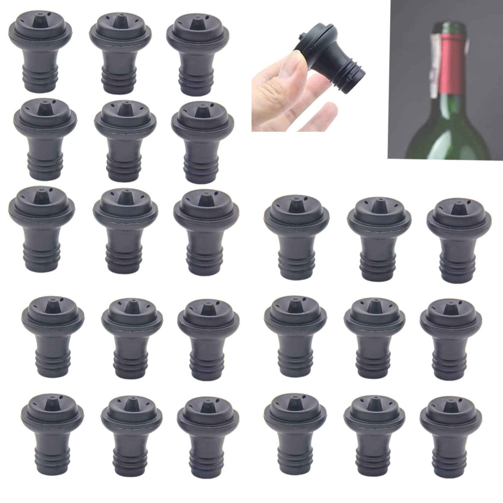 Premium 24-Pack Wine Saver Vacuum Stoppers - Reusable Rubber Wine Bottle Corks for Vacuum Pump Preserver | Preserves Wine Flavor & Freshness | Ideal for Home Bars, Restaurants & Wine Enthusiasts