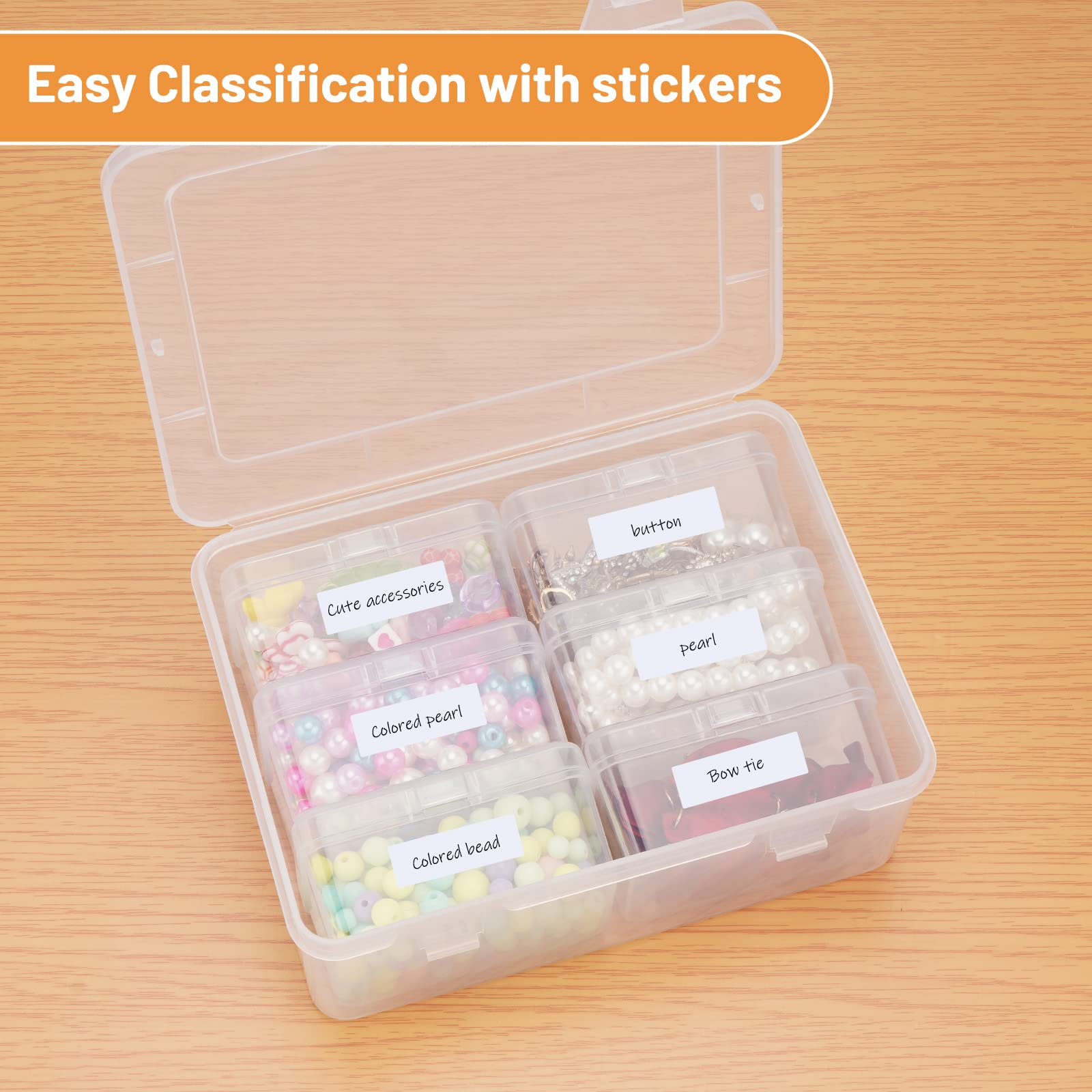 Mathtoxyz 2-Pack Clear Plastic Bead Storage Containers - Small Rectangle Organizer Boxes for Jewelry Making, Nail Art, DIY Crafts & Hardware Storage (Perfect for Beads, Screws, Batteries & Craft Supplies)