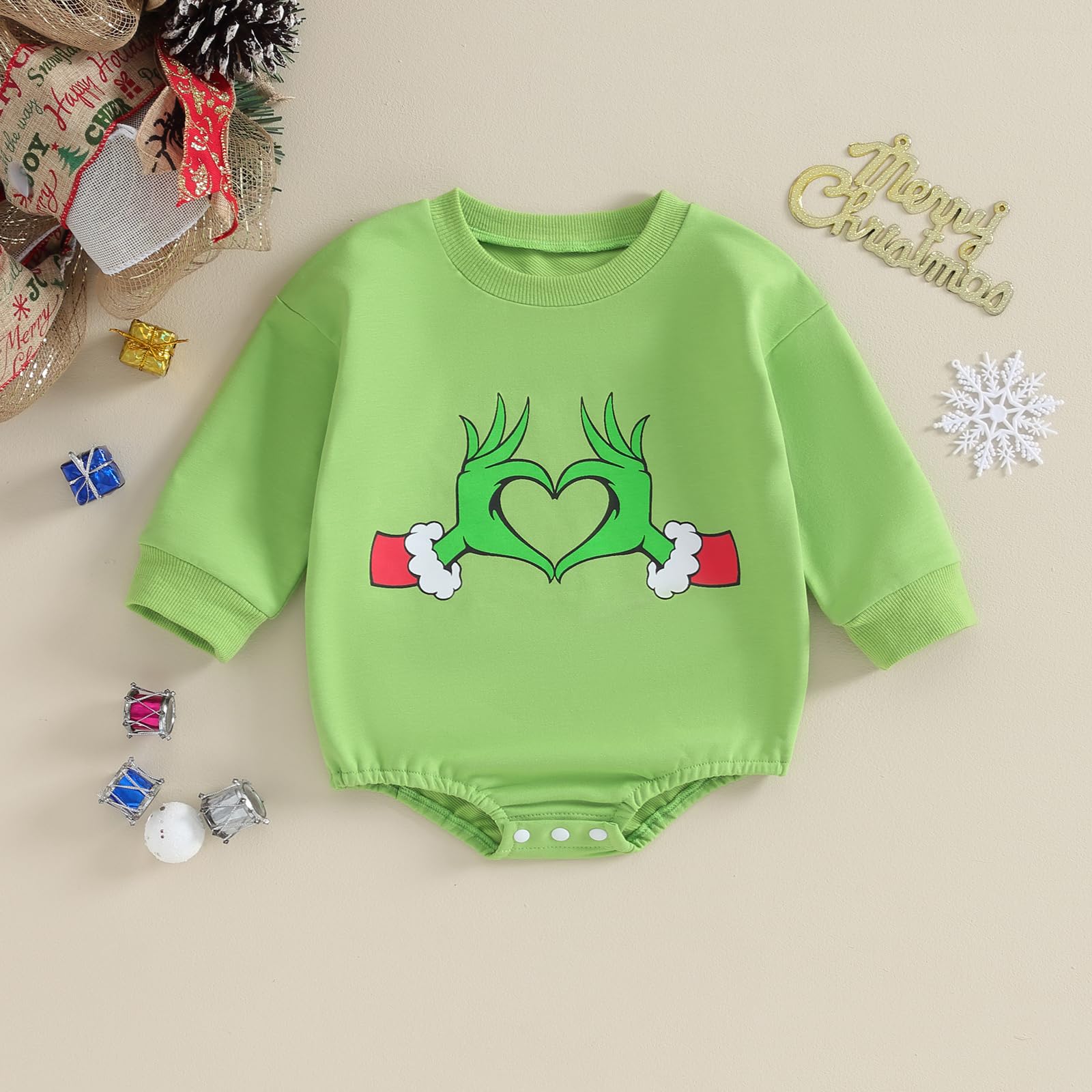 Baby Christmas Outfit - Long Sleeve Romper Bodysuit for Boys & Girls | Newborn Winter Clothes | Holiday Family Photos, Christmas Party & Gift