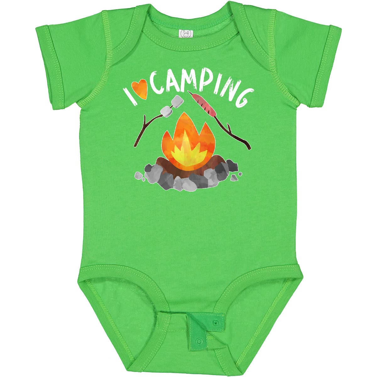 Inktastic I Love Camping Baby Bodysuit - Cute Campfire, Hot Dog & Marshmallows Design - Perfect for Outdoor Adventures & Family Camping Trips