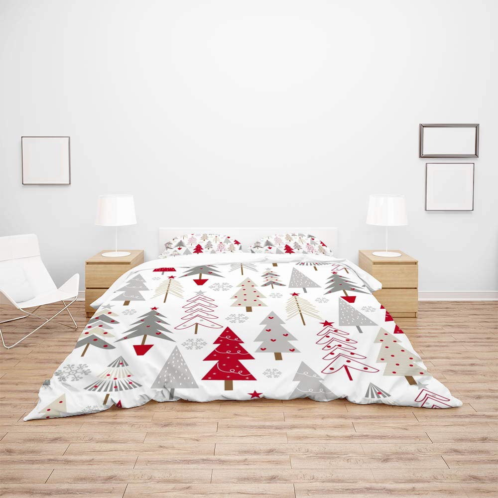 Christmas Snowflakes Seamless Duvet Cover Set - 3 Piece Microfiber Polyester Bedding with Pillowcases - King Size Quilt Set for Holiday Home Decor & Cozy Winter Bedroom
