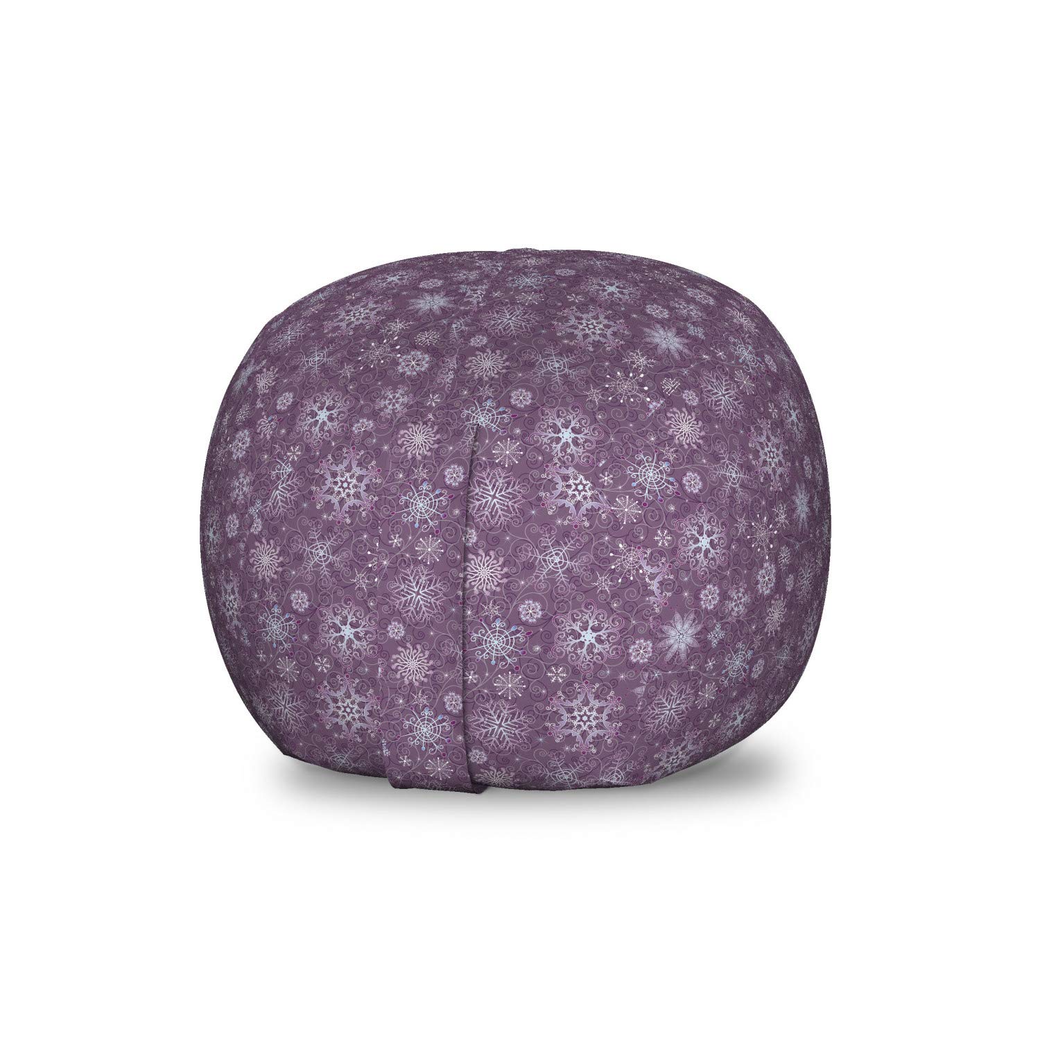 Ambesonne Violet Eggplant Storage Toy Bag Chair - Christmas Inspired Floral Snowflakes & Swirls Design, Washable Stuffed Animal Organizer for Kids Room, Nursery, Playroom - Perfect for Toy Storage & Reading Nook (Small Size)