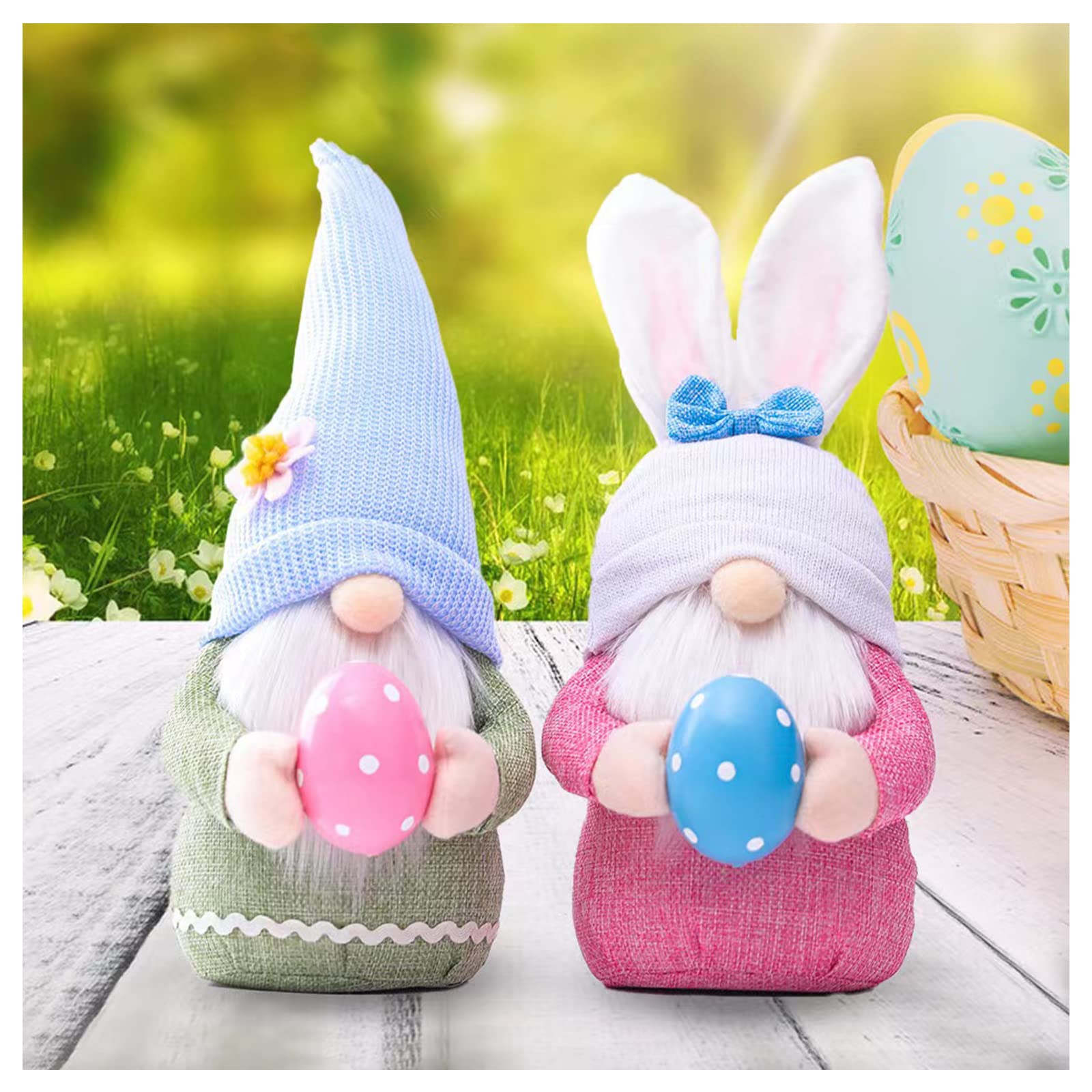2PCS Easter Gnome Faceless Plush Dolls - Cute Easter Decorations for Kids, Home & Holiday Gifts | Perfect for Easter Basket Stuffers, Spring Home Decor & Party Favors