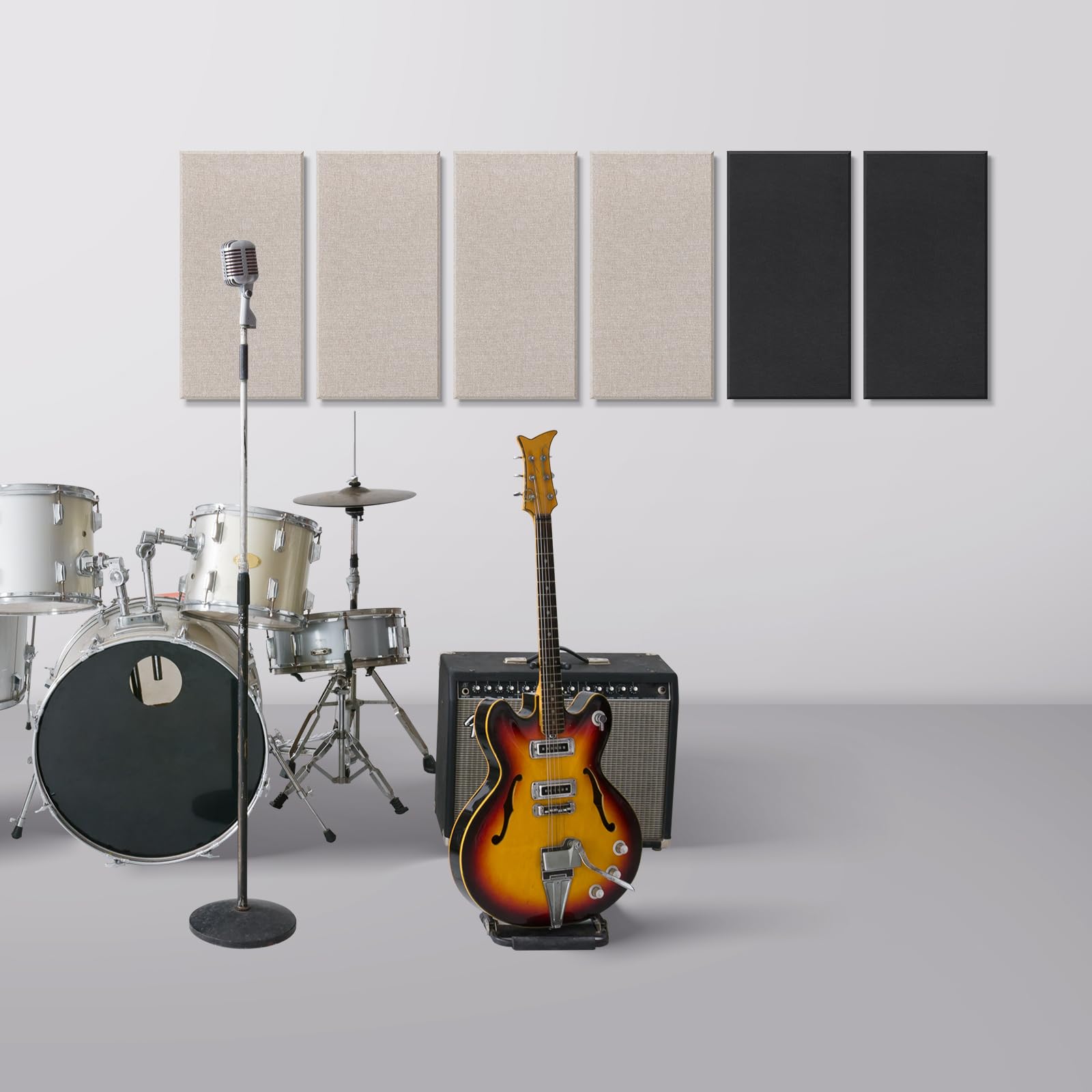 UMIACOUSTICS 4 Pack Acoustic Panels - 2 Inch Thick 23.6 x 11.8 Inch Fiberglass Soundproof Wall Panels, Self-Adhesive Noise Absorbing Panels for Home Studio, Office, Theater - Light Camel Color | Perfect for Music Rooms, Podcast Studios & Home Theaters