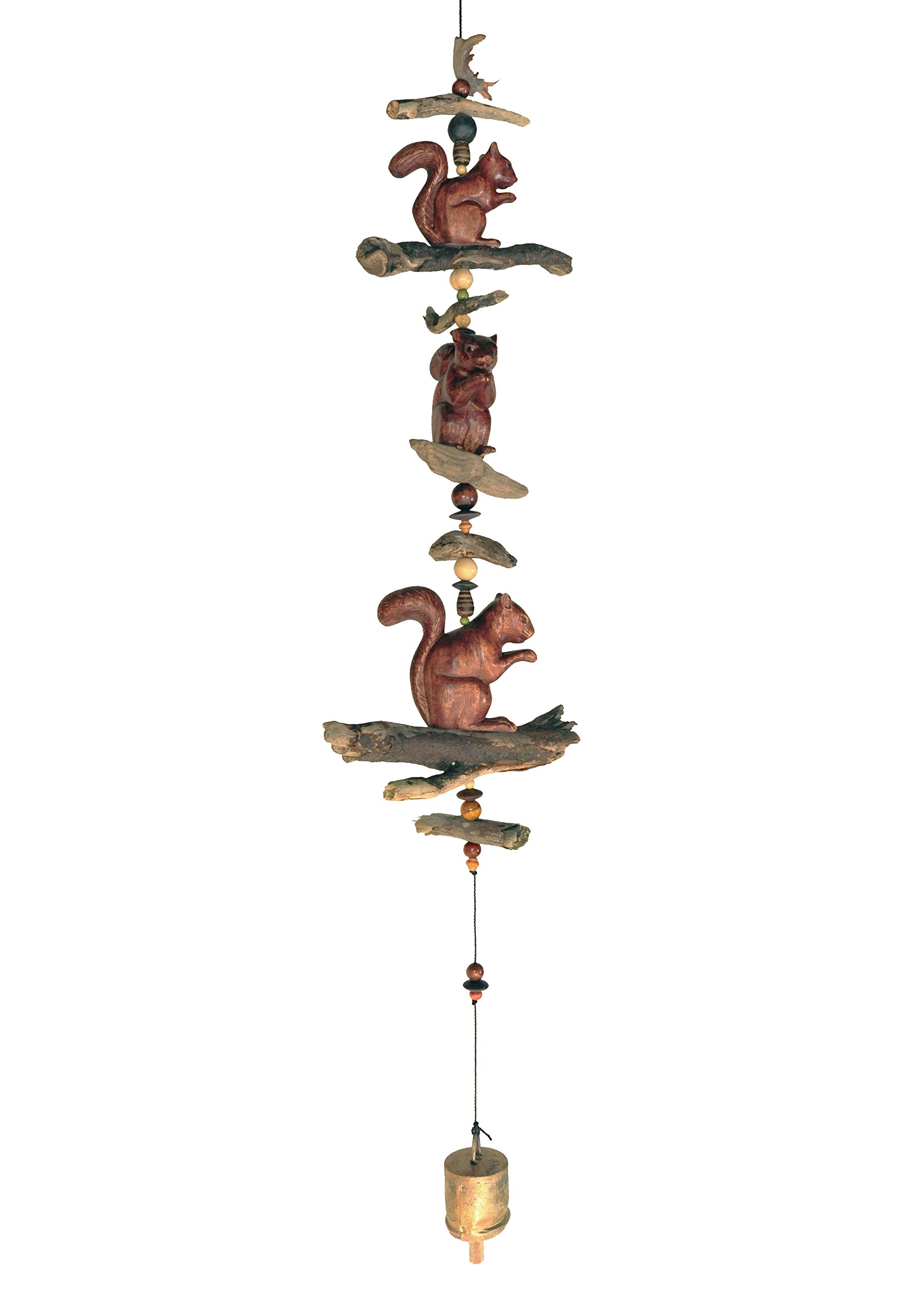 Hand Painted Black & White Dotted Wind Chime with Triple Squirrel Design - Cohasset Gifts 549 - Perfect for Garden, Patio, and Outdoor Decor