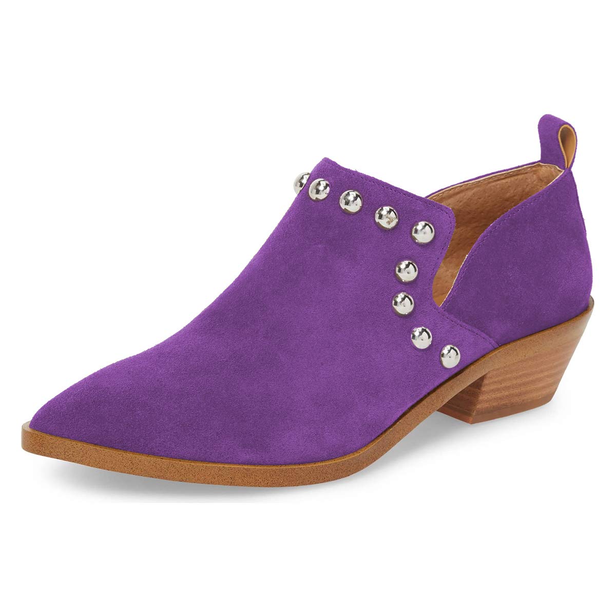 YDN Women's Stacked Low Heel Loafers - Slip On Studded Pointed Toe Dress Shoes | Comfortable Office Pumps & Casual Chukka Shoes for Work, Parties & Everyday Wear