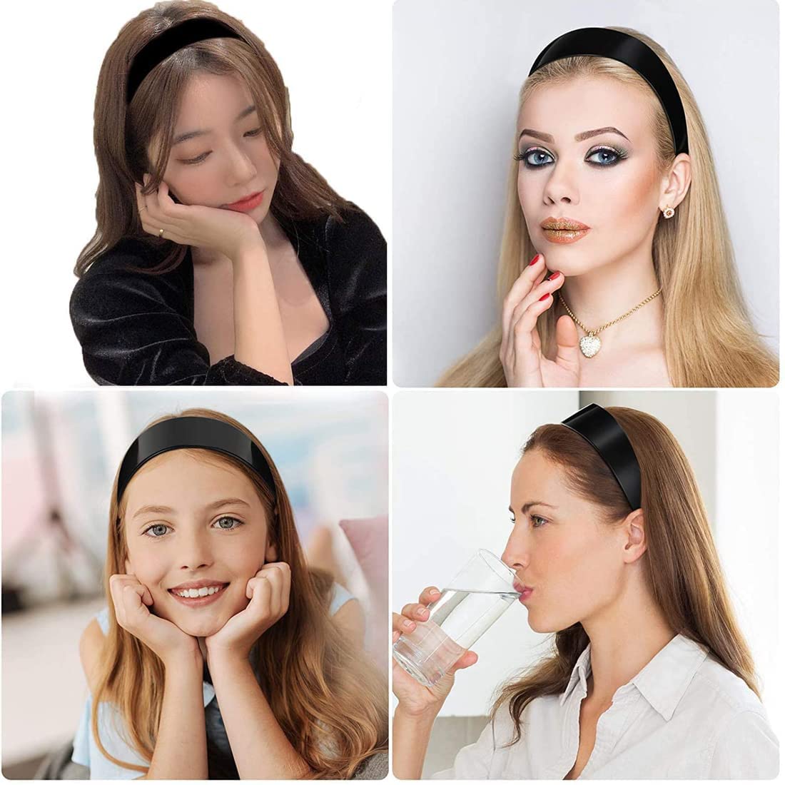 20 Pack 1 Inch Black Plain Plastic Headbands with Teeth - DIY Hair Accessories for Women & Girls - Perfect for Crafting, Cosplay, and Everyday Hair Styling
