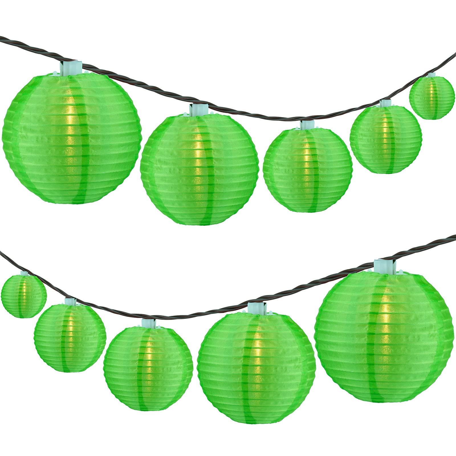 SWEET SHINE 8.7' Brown Wire Lantern String Lights with 10 Waterproof Nylon Lanterns - 8
