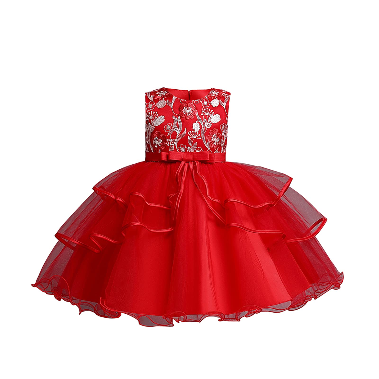 Girls Embroidery Princess Dress - Sleeveless Flower Tulle Lace Ball Gown for Wedding, Birthday Party & Special Occasions | Perfect for Pageants, Photo Shoots & Fairy Tale Themed Events