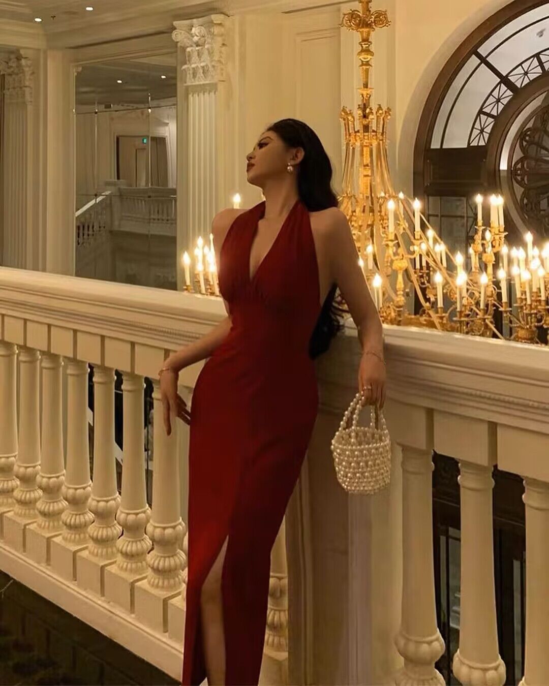 Elegant Deep V Neck Red Sheath Long Prom Dress with High Slit - Halter Evening Party Gown J2724 | Perfect for Homecoming, Prom Night, Cocktail Parties & Formal Events