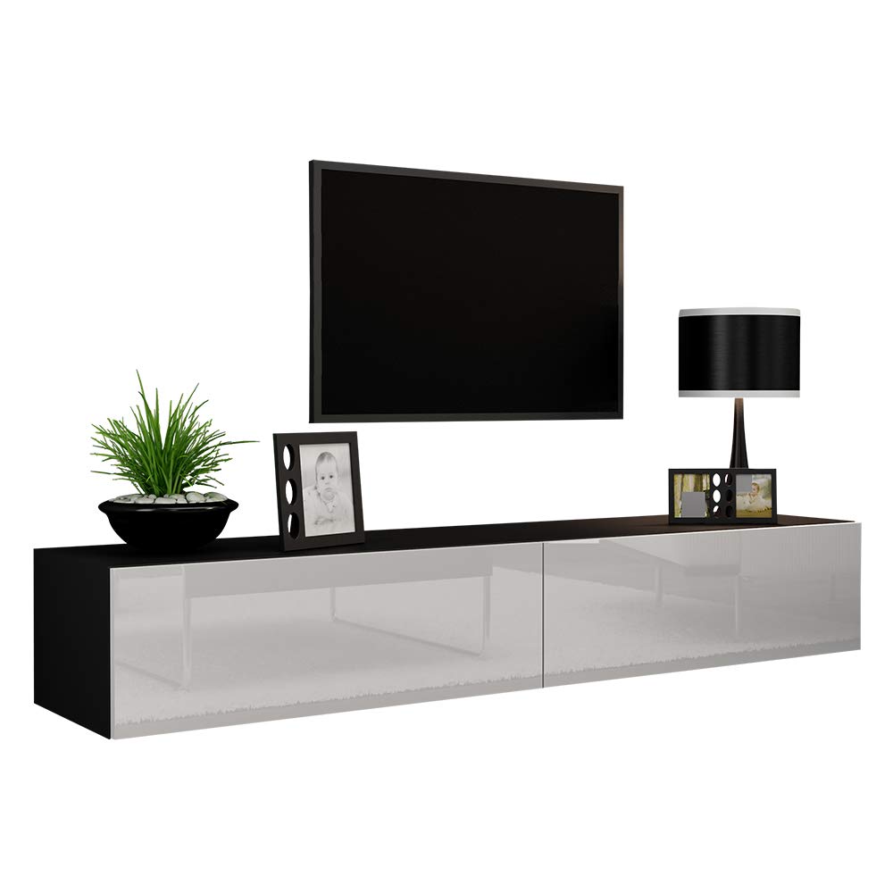 Modern TV Stand with Storage - LIDO TV Stand in Black or White for Living Room, Bedroom & Home Theater Setup