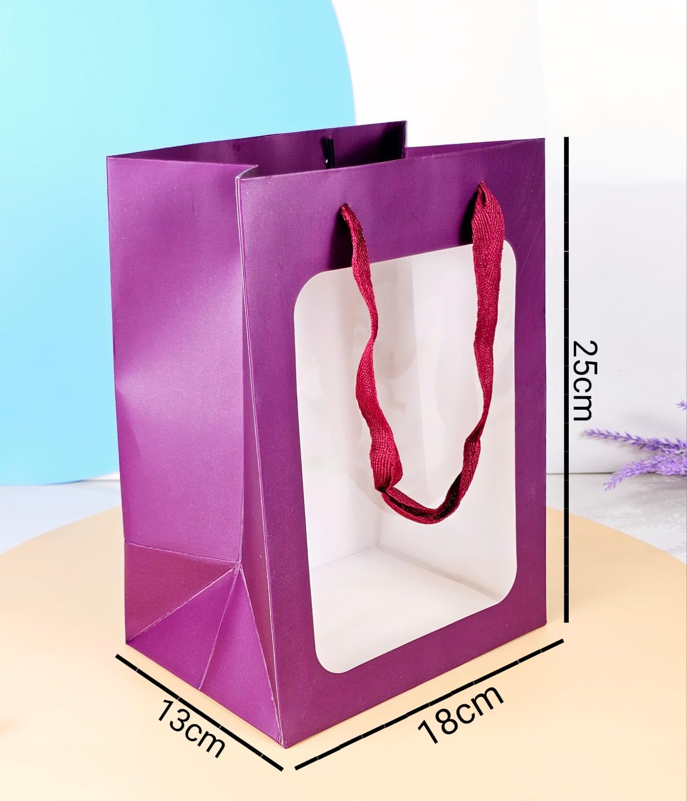 4 Pack Clear Window Gift Bags with Handles - Reusable Hamper, Shopping, Party Favor Bags for Valentine's Day, Birthdays, Weddings & Festive Events - Perfect for Candy, Treats & Small Presents