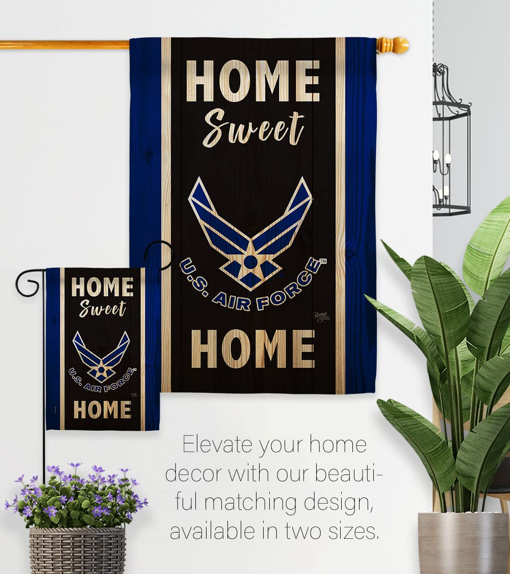 Breeze Decor Home Sweet Air House Flag Set - USAF Armed Forces American Military Veteran Retiree Official Decoration Banner - Double-Sided Made in USA - Perfect for Garden, Yard, and Patriotic Home Decor