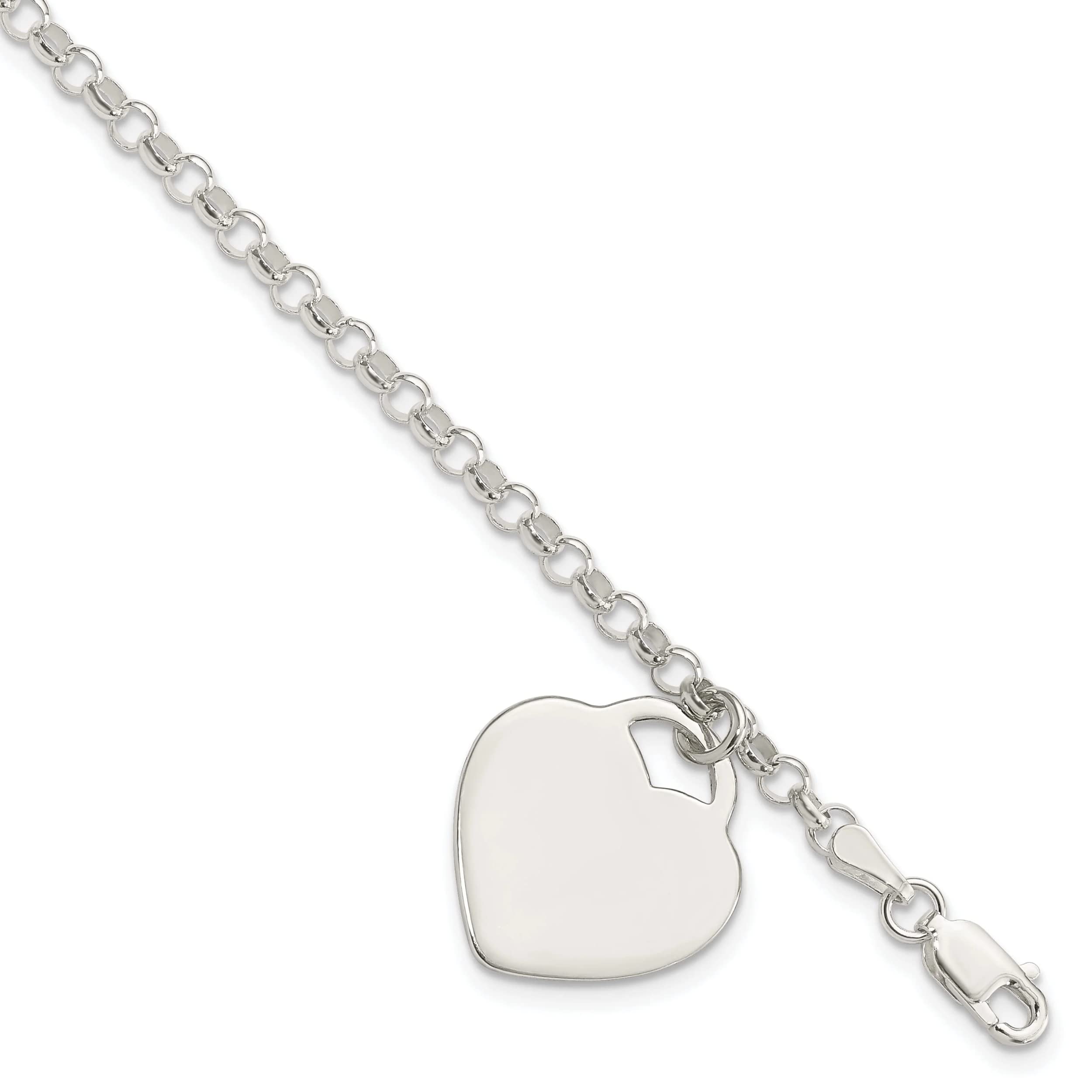 Bijou Sterling Silver Heart Charm Bracelet for Women - Dainty Adjustable Gift for Valentine's Day, Anniversary & Everyday Wear