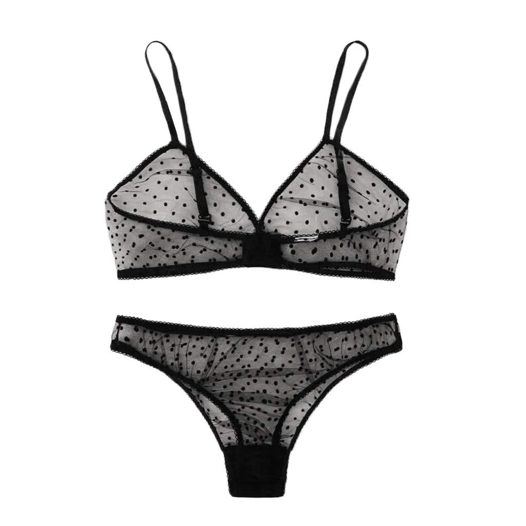 Sexy Women's Lingerie Set - Underwire Push Up Bra & Thong Panty Set with Lace Trim, Black (S-2XL) | Perfect for Valentine's Day, Anniversary Gifts & Romantic Nights