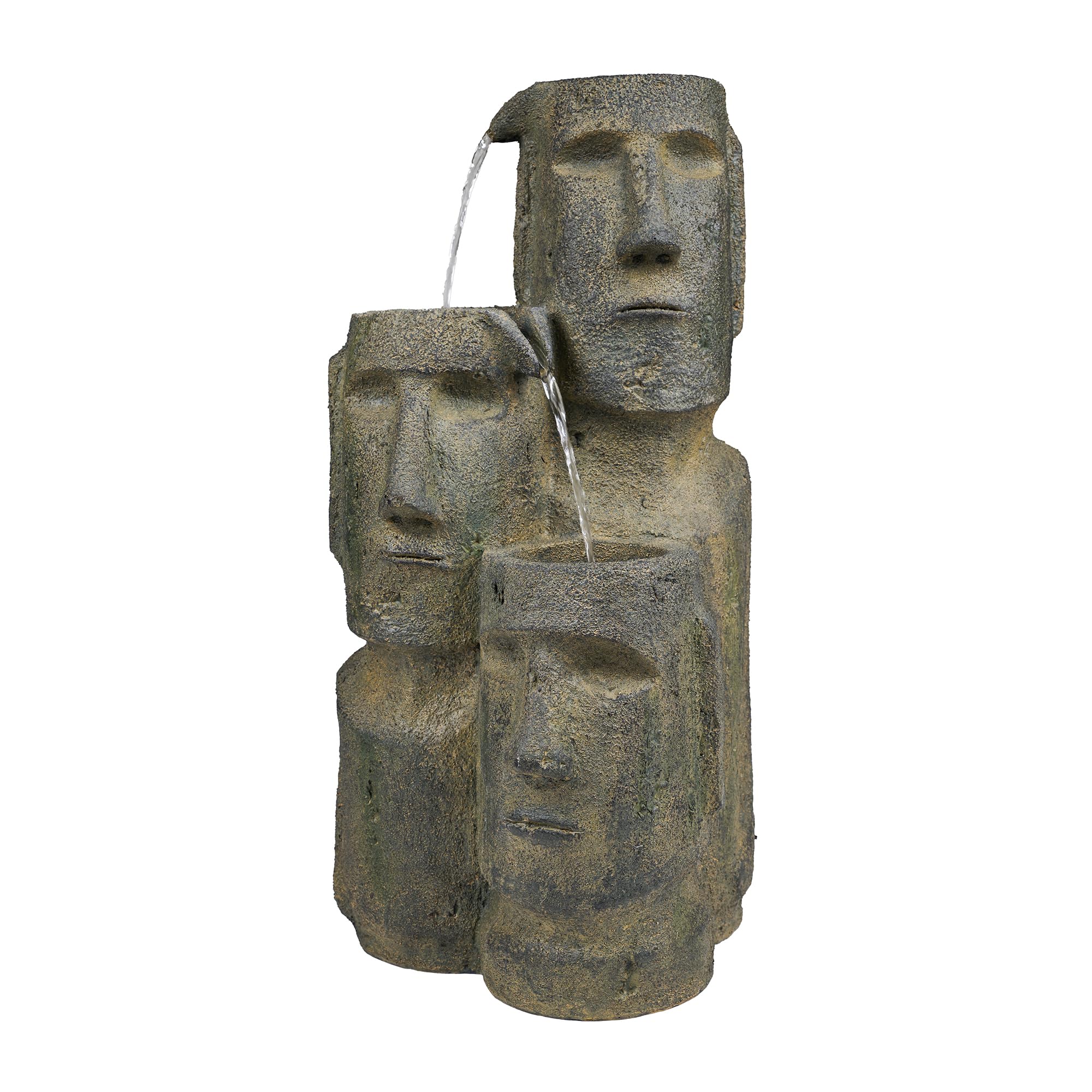Hi-Line Gift Easter Island Head Fountain with 2 LED Lights - Outdoor Garden Decor, Patio Water Feature, Unique Home & Yard Decoration