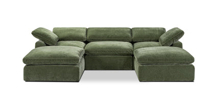5-Seat Aspen Modular Double Chaise Sectional Sofa - Modern L-Shaped Living Room Couch for Family Gatherings & Movie Nights