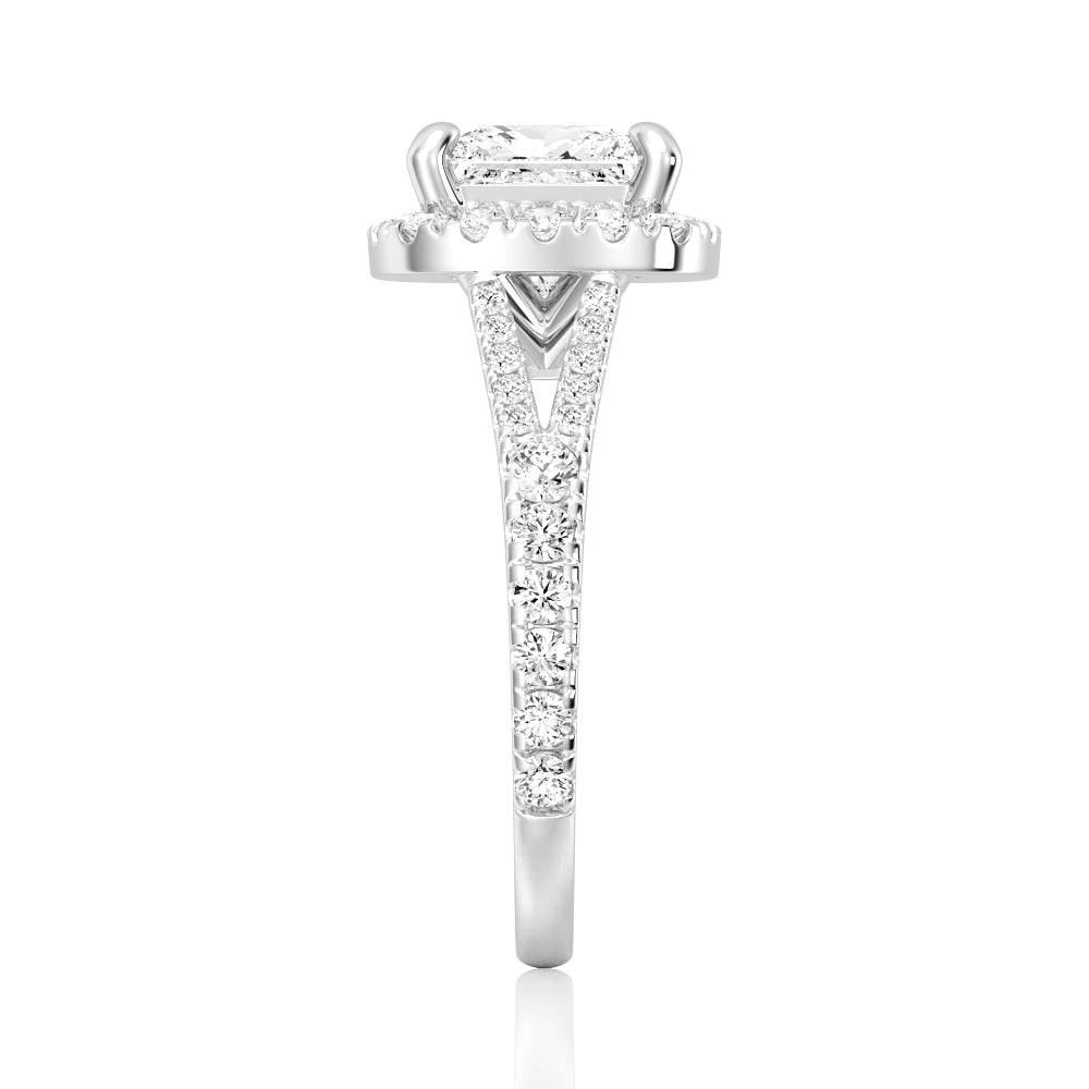Princess Cut Split Shank Moissanite Halo Engagement Ring - 1.5ct Diamond Alternative Wedding Ring for Women, Proposal Gift, Anniversary Jewelry (Perfect for Bridal, Valentine's Day & Special Occasions)