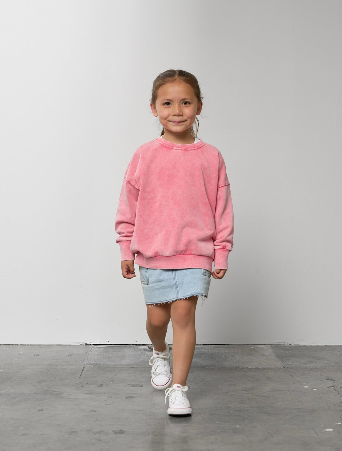 Washed Crewneck Sweatshirt - Electric Pink | Soft & Comfortable Pullover for Women & Men | Perfect for Casual Wear, Gym, and Lounge