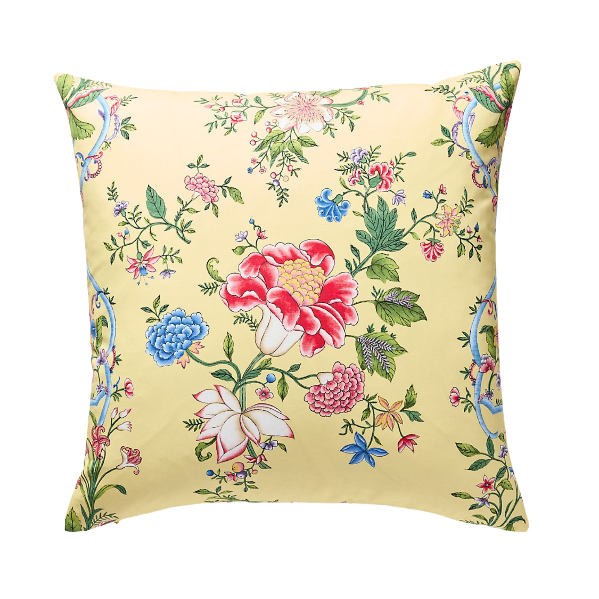 Butter Blue Camellia Trellis Decorative Throw Pillow Cover - Floral Home Decor for Sofa, Bedroom & Living Room