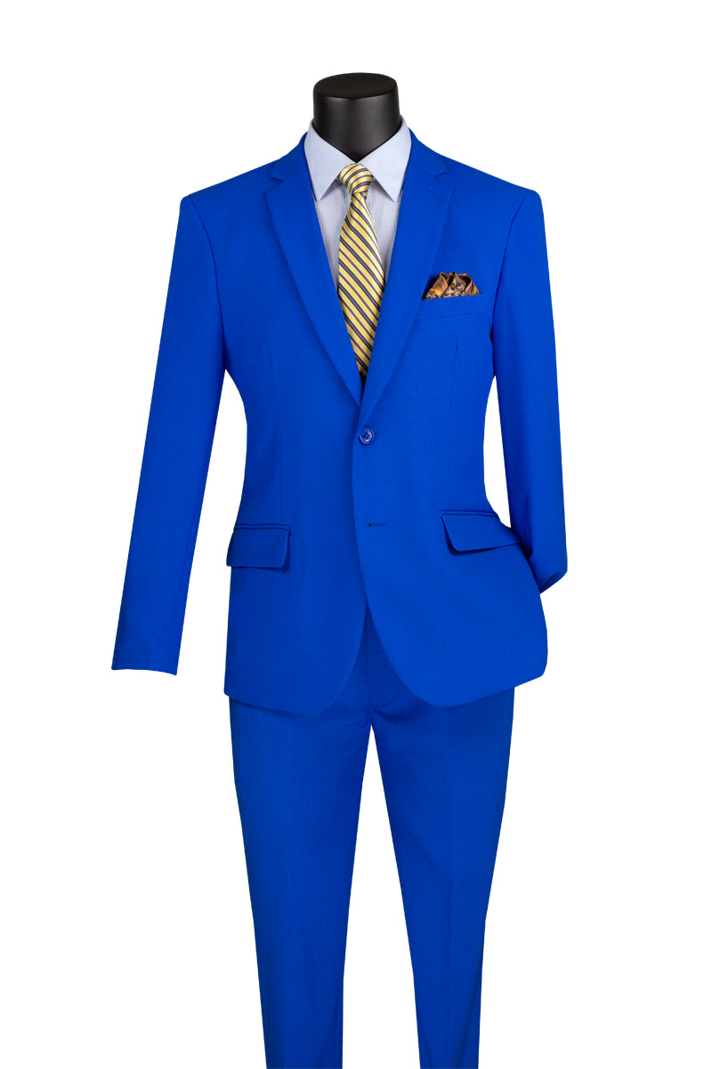 Royal Slim Fit Men's 2 Piece Business Suit - 2 Button Formal Blazer & Pants Set for Weddings, Interviews & Office Wear