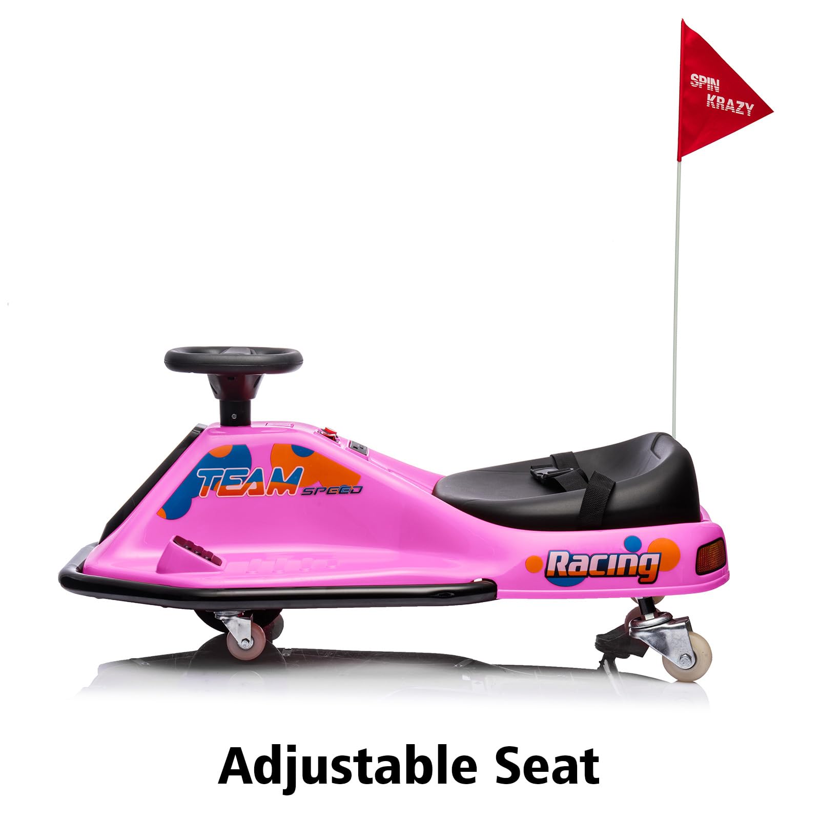 GARVEE 360° Rotating Electric Ride On Drift Car for Kids - 24V Drifting Go Kart with Variable Speed, LED Flashing Lights, Music & Flag | Birthday Gift, Outdoor Play, Backyard Racing Fun (Pink)