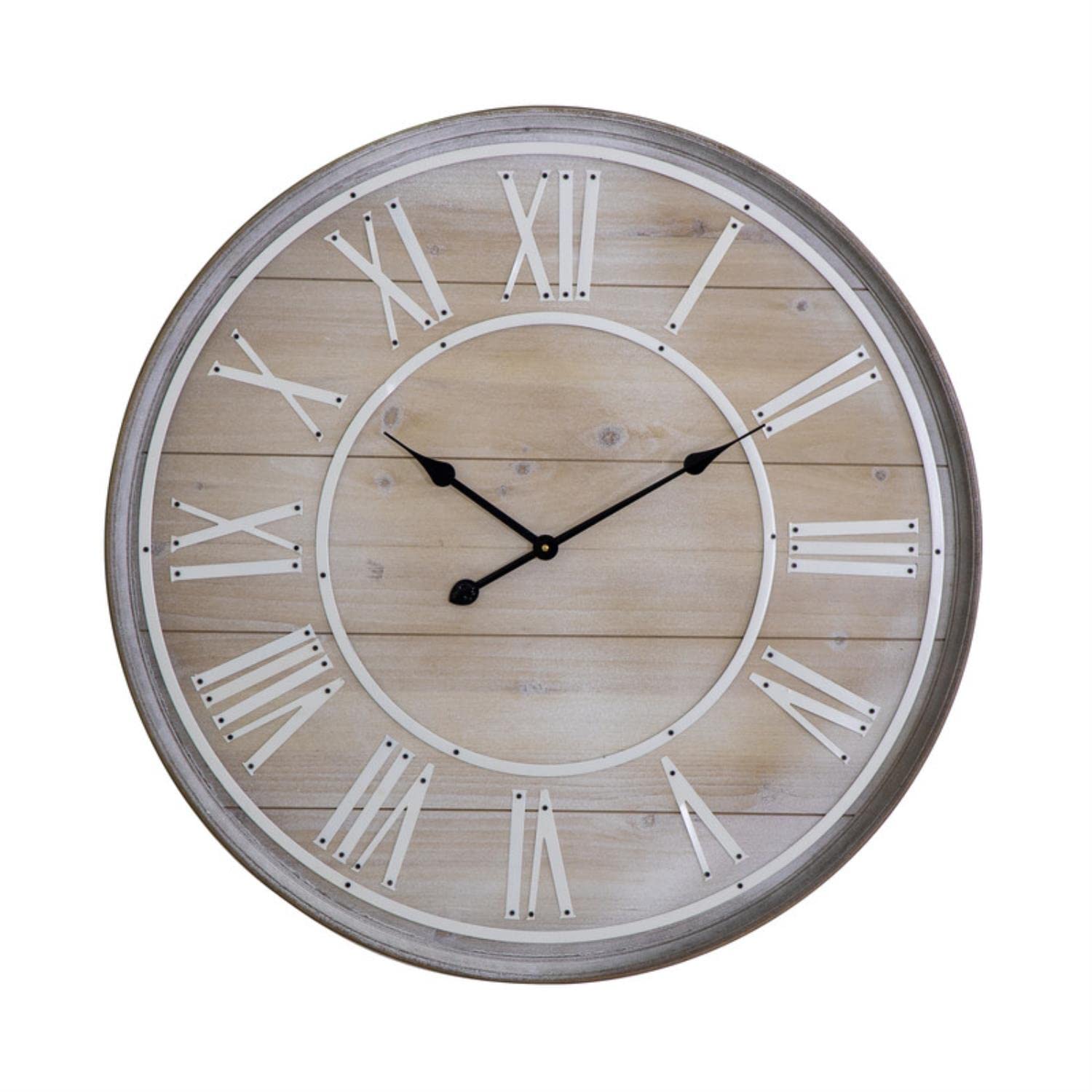 Yosemite Home Decor Rustic Aged Wall Clock - Vintage Farmhouse Style Wooden Clock for Living Room, Bedroom & Office Decor