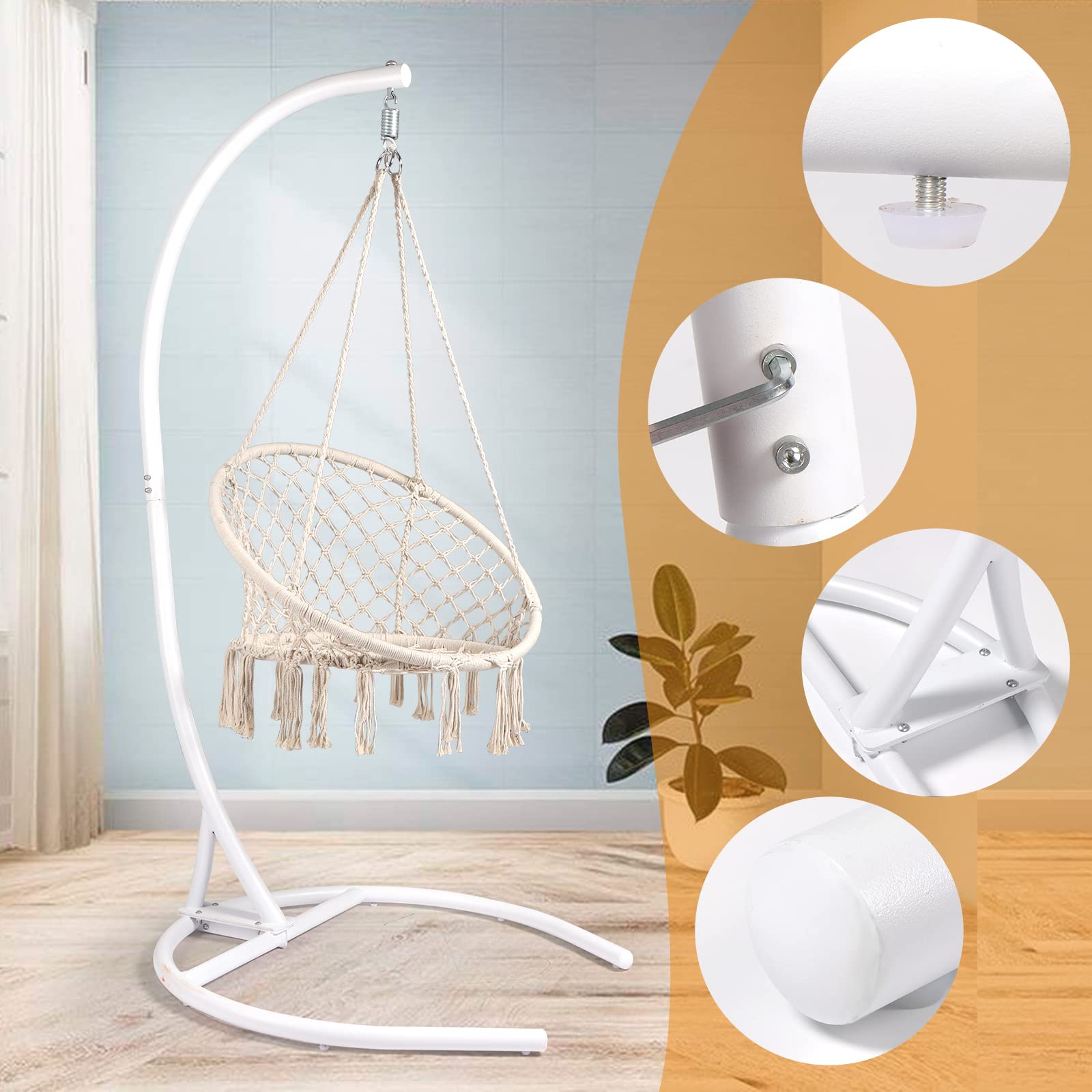 Heavy Duty Hammock Chair Stand for Hanging Egg Chair & Swing Chair - 330Lbs Weight Capacity - Indoor/Outdoor Use - Perfect for Patio, Garden, Backyard & Balcony Relaxation