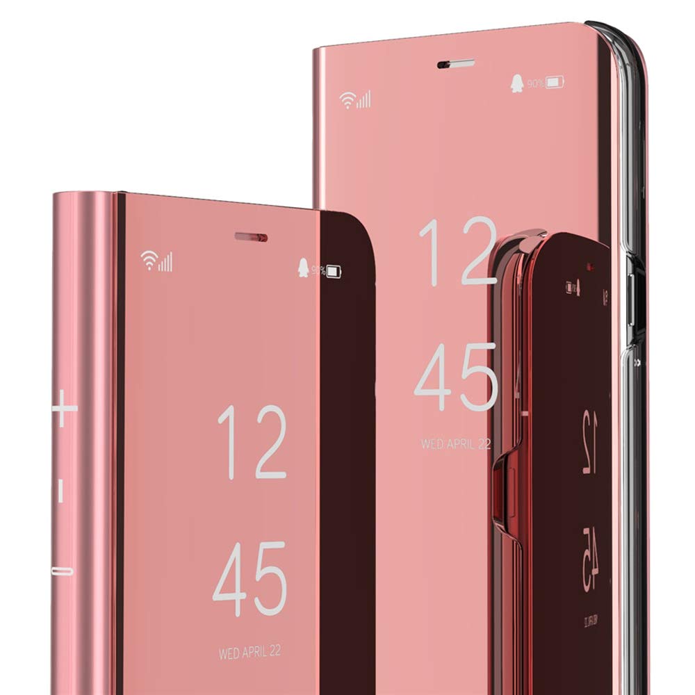 Luxury Samsung Galaxy J3 2018 Mirror Flip Case - Rose Gold Glitter Plating, Shockproof 360° Protection, Slim Design for Women | Perfect for Everyday Use, Makeup Touch-Ups & Phone Safety