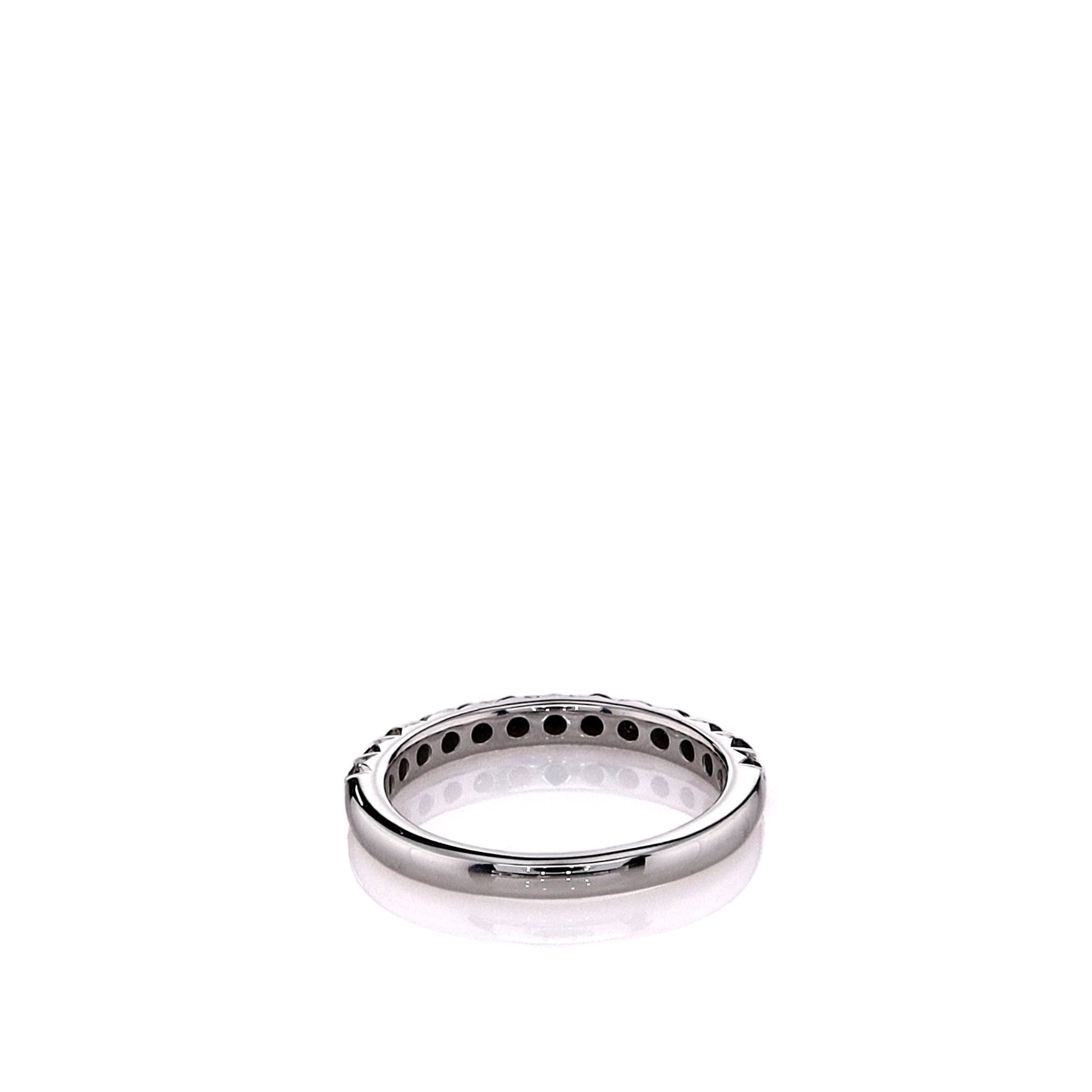 14K White Gold Round Black Diamond Half Eternity Band Ring for Women - Elegant Wedding, Engagement, Anniversary Jewelry Gift