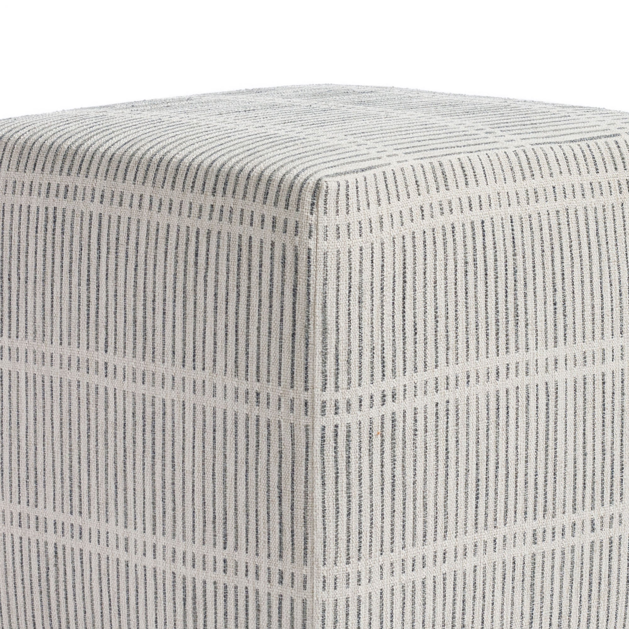 Carson Stripe 16x16 Cube Ottoman in Stone Blue - Modern Storage Ottoman for Living Room, Bedroom & Dorm - Perfect Footrest and Extra Seating