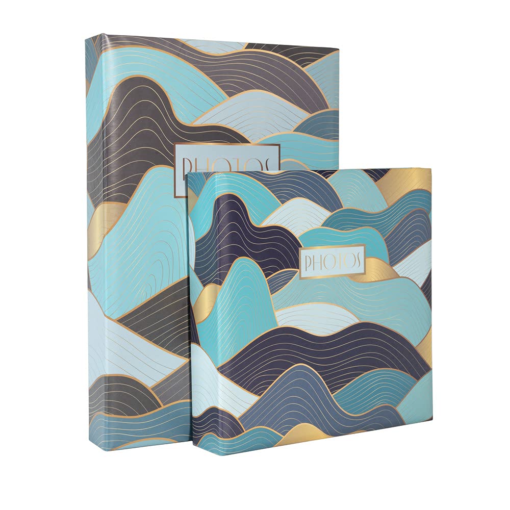 Exacompta Ocean Wave Pocket Photo Album - 225 x 220mm (8.9 x 8.7 Inches), 100 Pages Holds 200 Photos - Matte Laminated Cover - Perfect for Travel Memories, Baby Photos & Wedding Albums