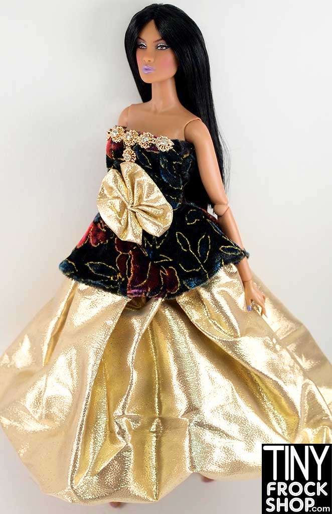 12 Fashion Doll Gold Lame Bubble Evening Dress for Girls - Elegant Party Gown for Barbie Dolls, Perfect for Birthday Parties, Tea Parties & Dress-Up Play