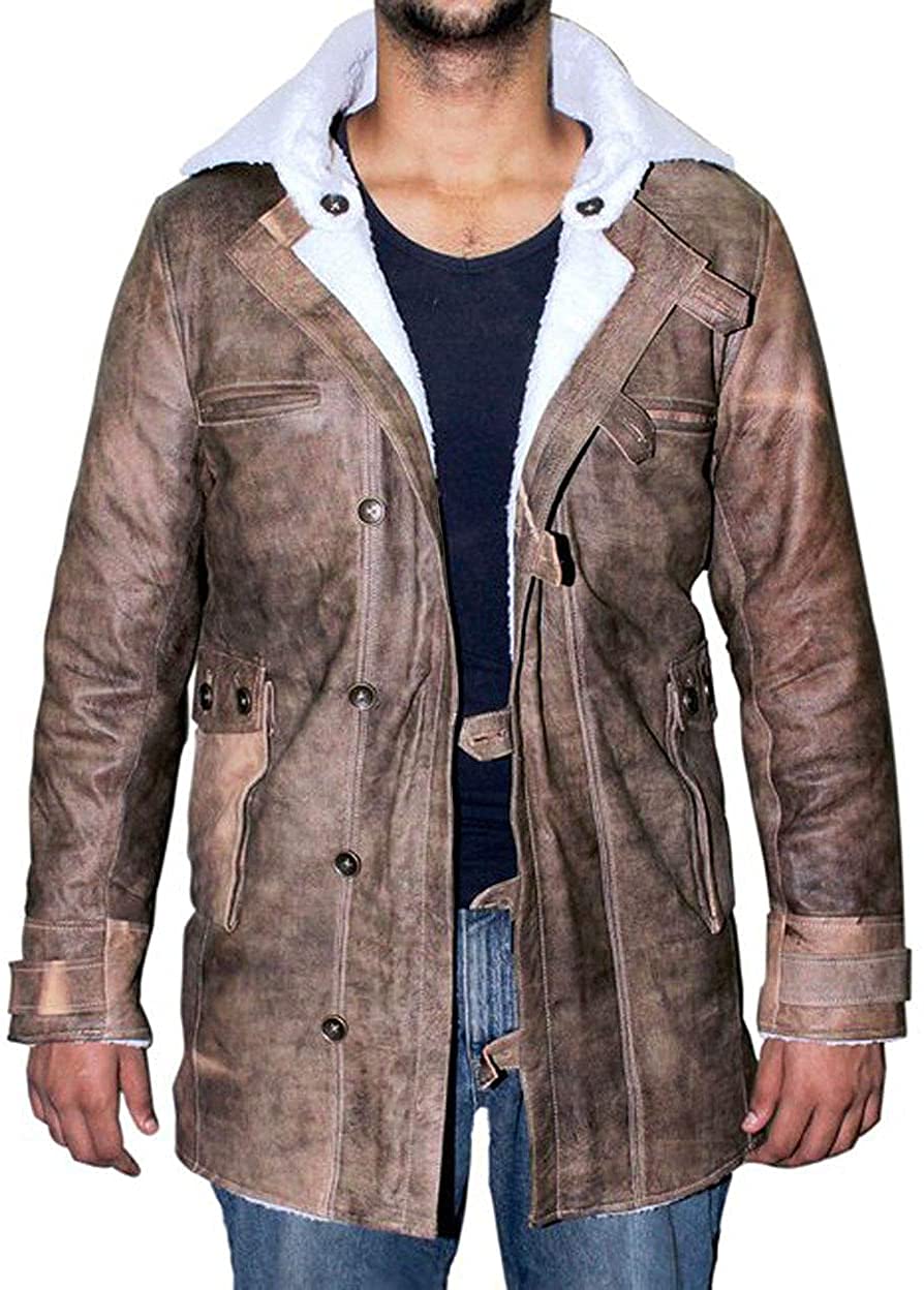 Premium Men's Leather Jacket with Shearling Lining - Winter Long Coat for Cold Weather | Outdoor, Motorcycle & Casual Wear