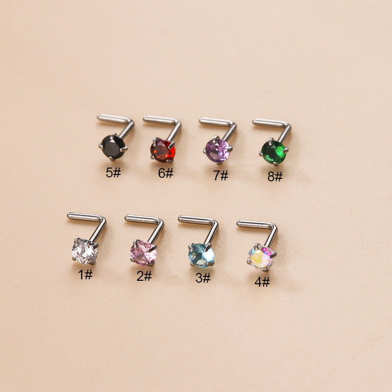 20G Surgical Steel L Bend Small Nose Stud - Hypoallergenic Nose Ring for Sensitive Skin | Perfect for Everyday Wear, Piercing Healing & Fashion Jewelry (HSPJ819)