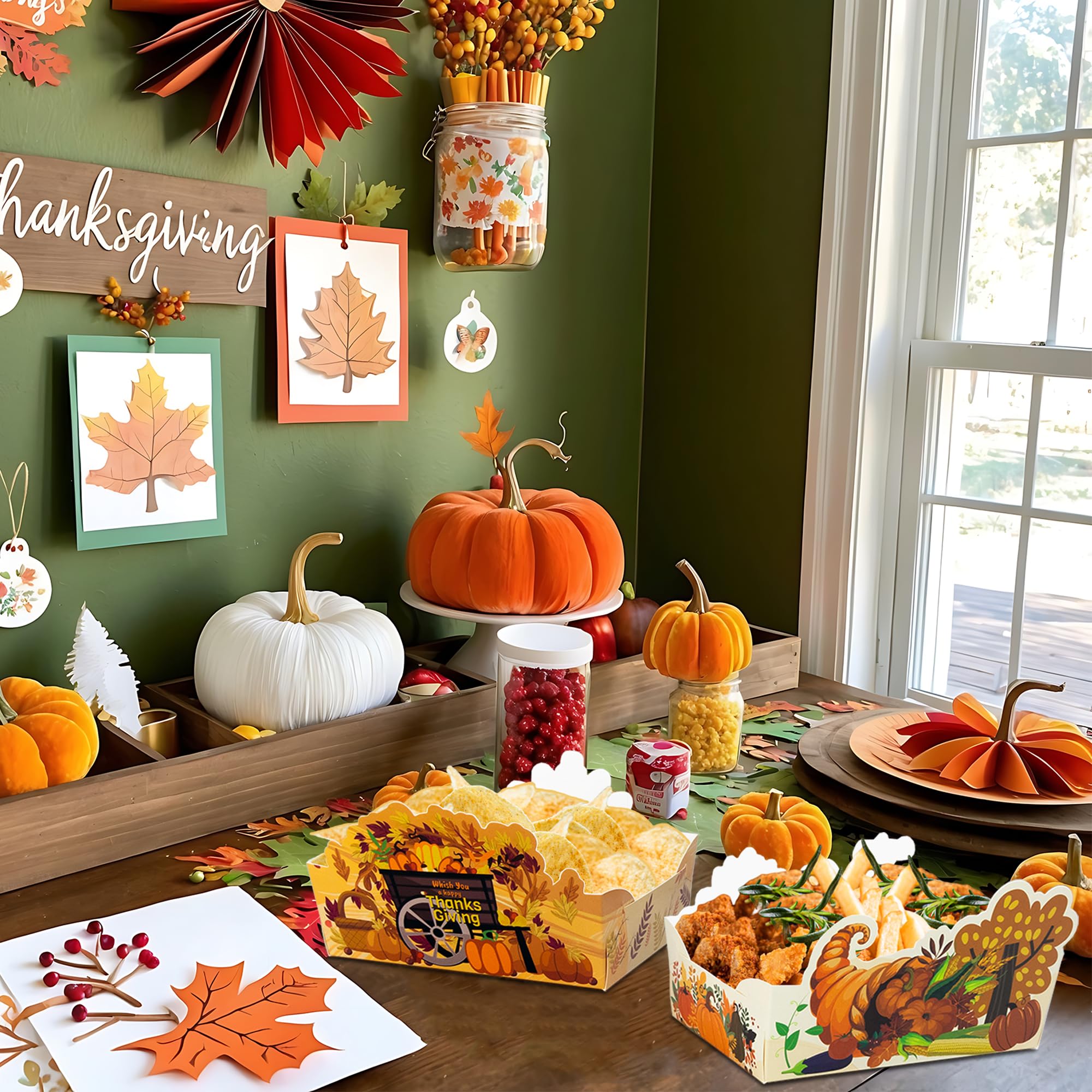 24-Piece Thanksgiving Snacks Bowl Set - Disposable Food Trays for Holiday Parties, Fall-Themed Decorations - Perfect for Thanksgiving Gatherings, Autumn Celebrations & Family Reunions