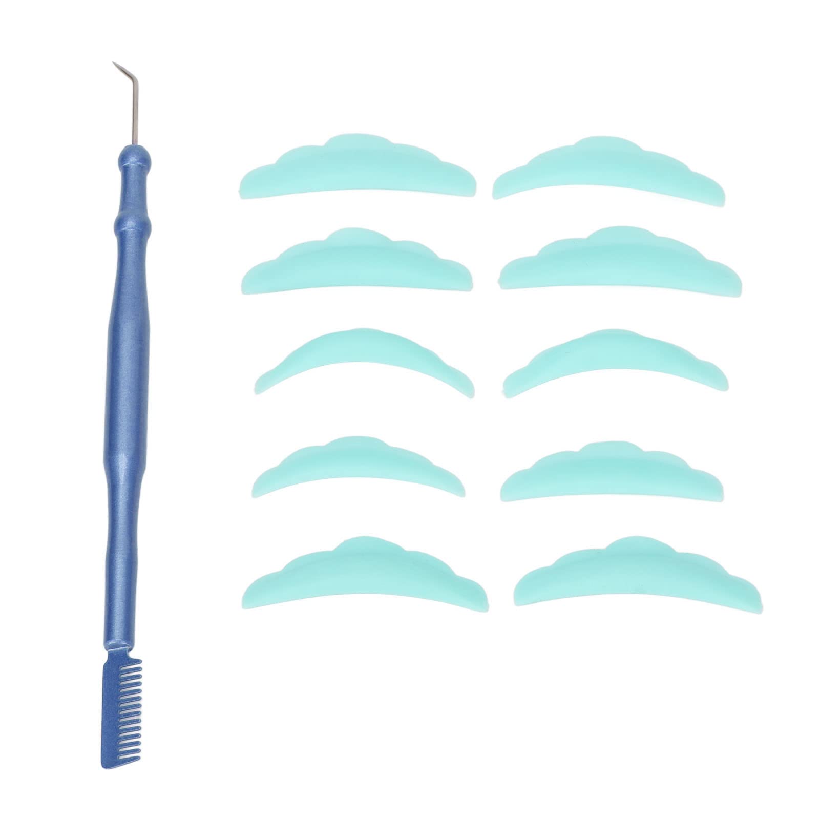 Professional Stainless Steel Double Ended Eyelash Perm Tool - Lash Separator & Tint Applicator with Pads for Salon & Home Use - Perfect for Eyelash Lifting, Perming & Tinting Treatments (Blue)