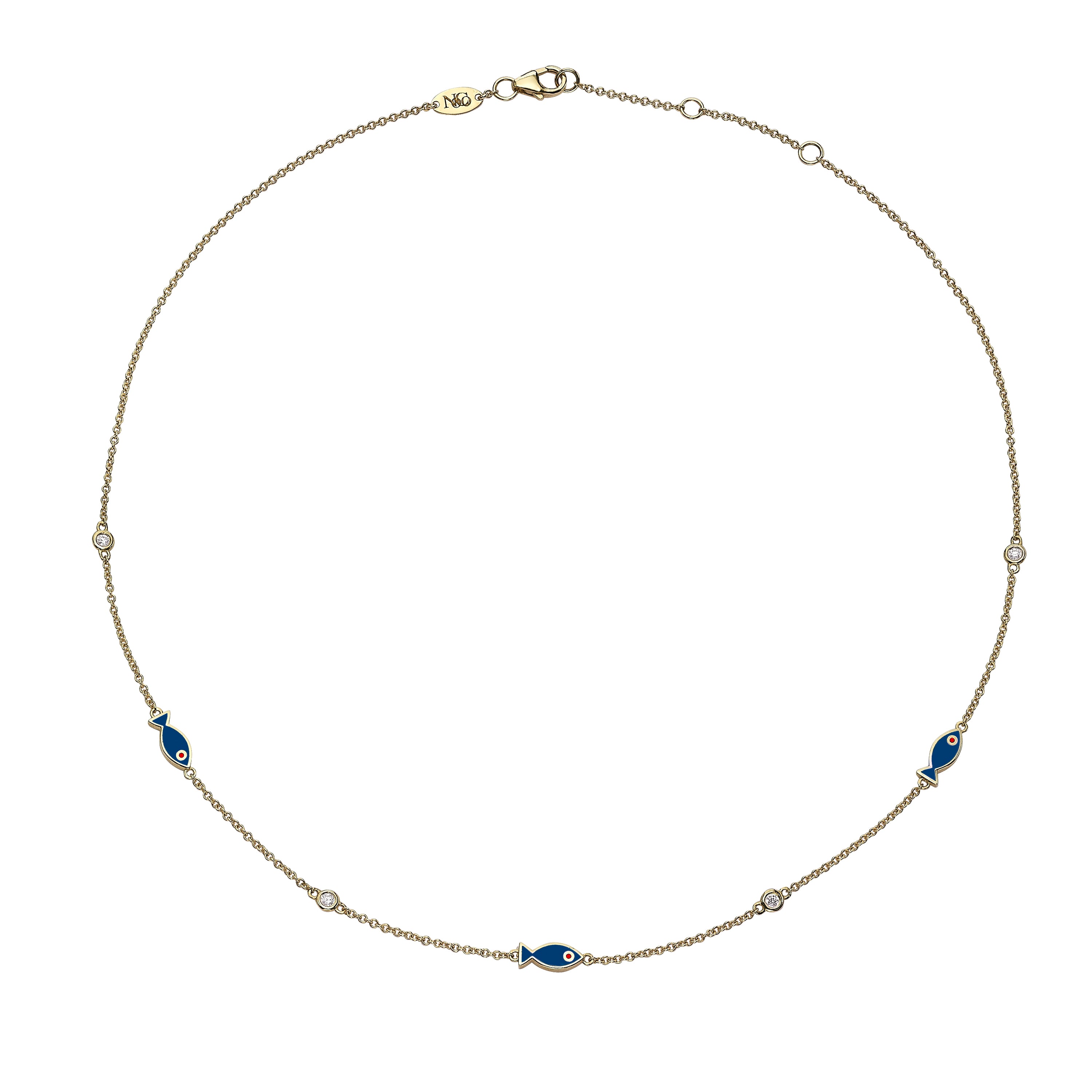Elegant Dark Blue Fish Diamonds Necklace for Women - Perfect for Evening Parties, Weddings & Special Occasions