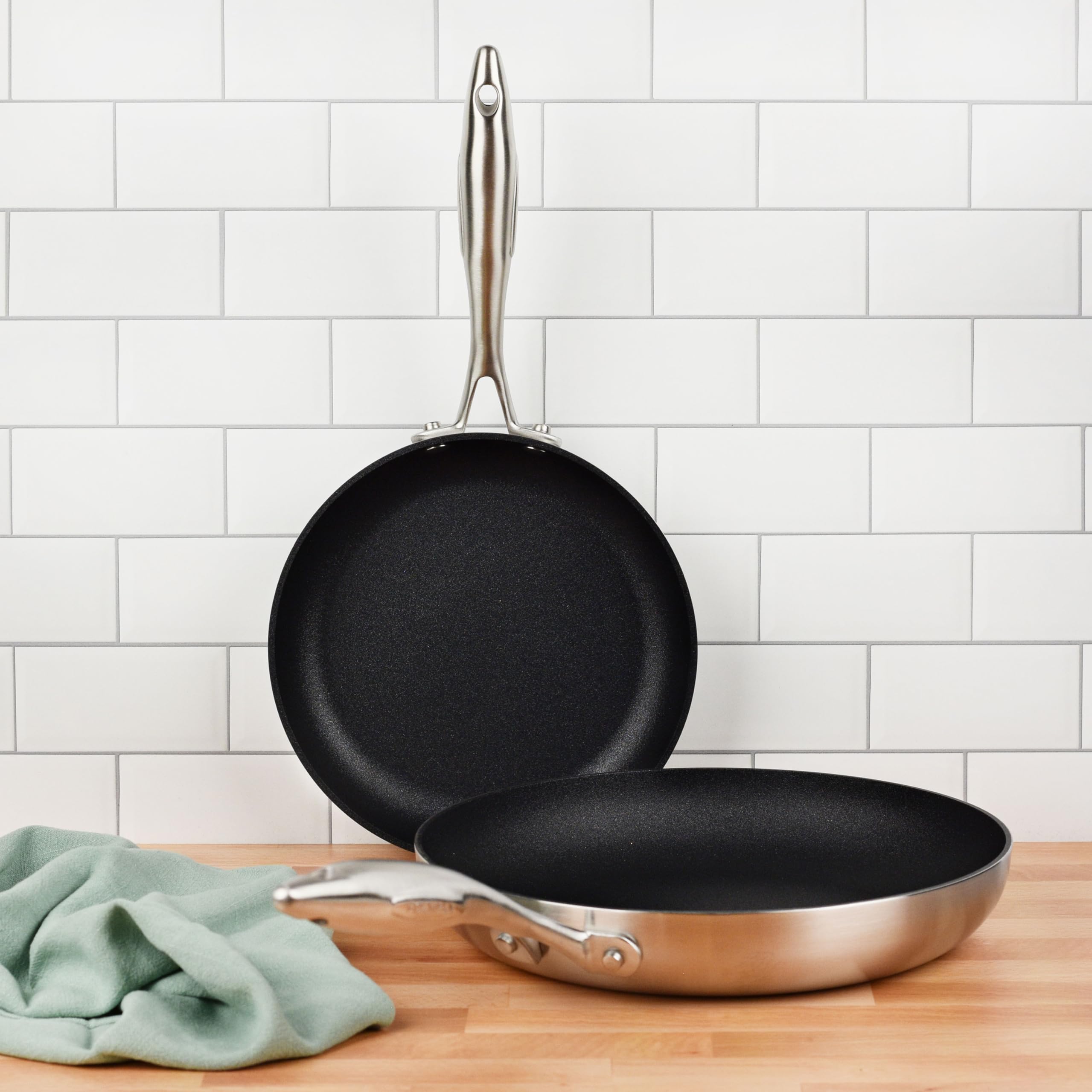 Scanpan CX+ Nonstick Fry Pan Set with Lids - 8 & 10.25 Inch Skillets with Stratanium Plus Coating - 5-Ply Stainless Steel Cookware for Sauteing, Frying & Everyday Cooking