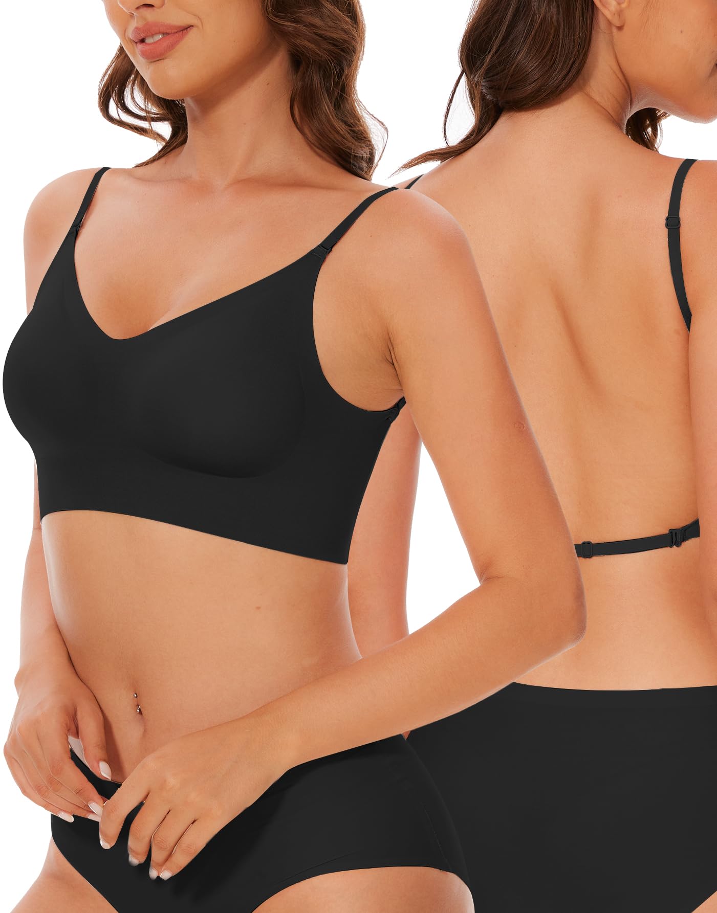 Wireless Backless Halter Bra for Women - Seamless Comfort Lined Support - Perfect for Yoga, Beachwear & Backless Dresses