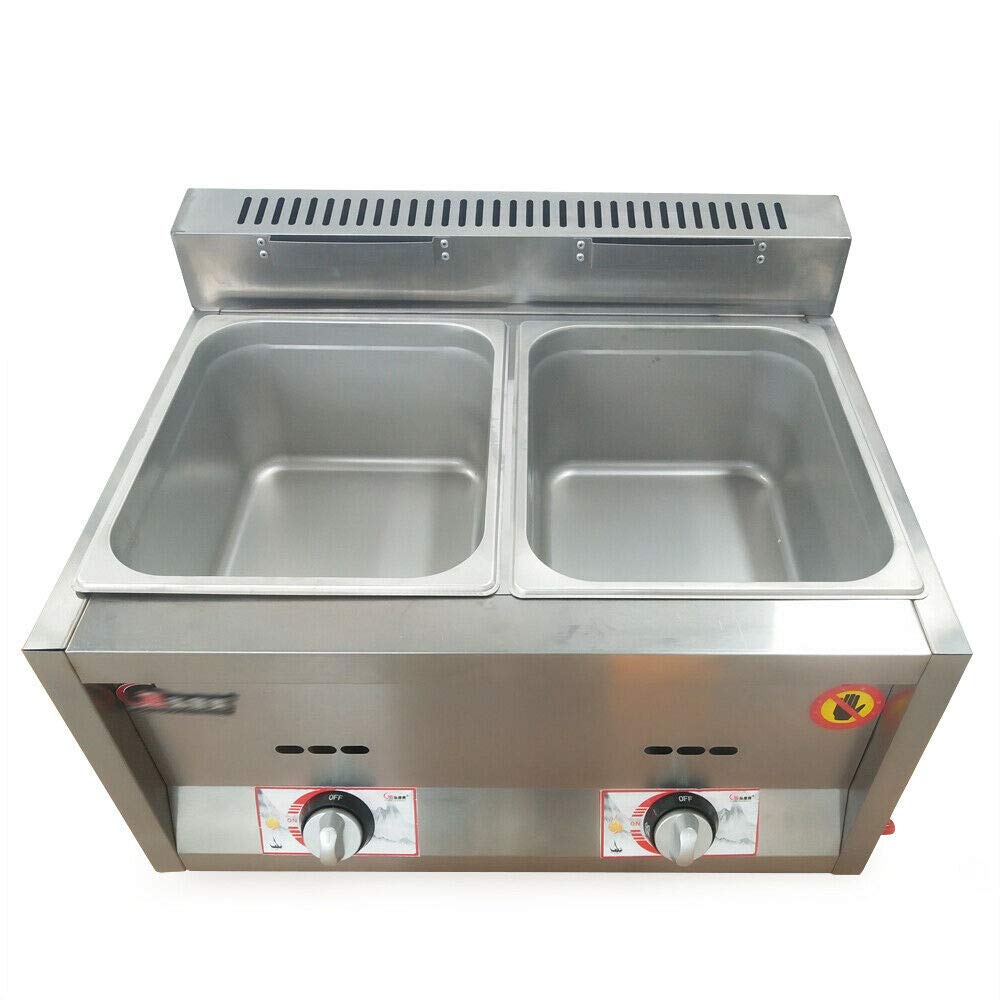 Commercial Stainless Steel Double Cylinder Gas Countertop Fryer for Restaurants, Snack Bars - Perfect for Frying Chicken, Fish, and French Fries