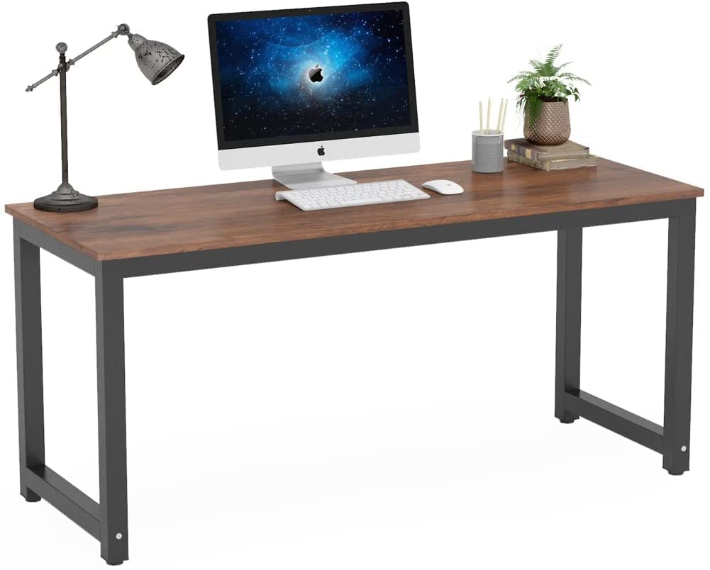 Tribesigns 63 Inch Large Computer Desk - Rustic Brown Office Desk for Home & Study, Sturdy Writing Workstation for Home Office, Perfect for Remote Work & Gaming Setup