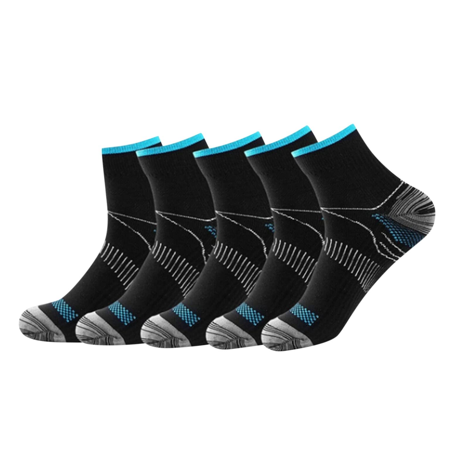 Men's & Women's Cycling & Sports Compression Socks - 5 Pairs Pack - Breathable Performance Socks for Running, Gym Workouts & Outdoor Activities
