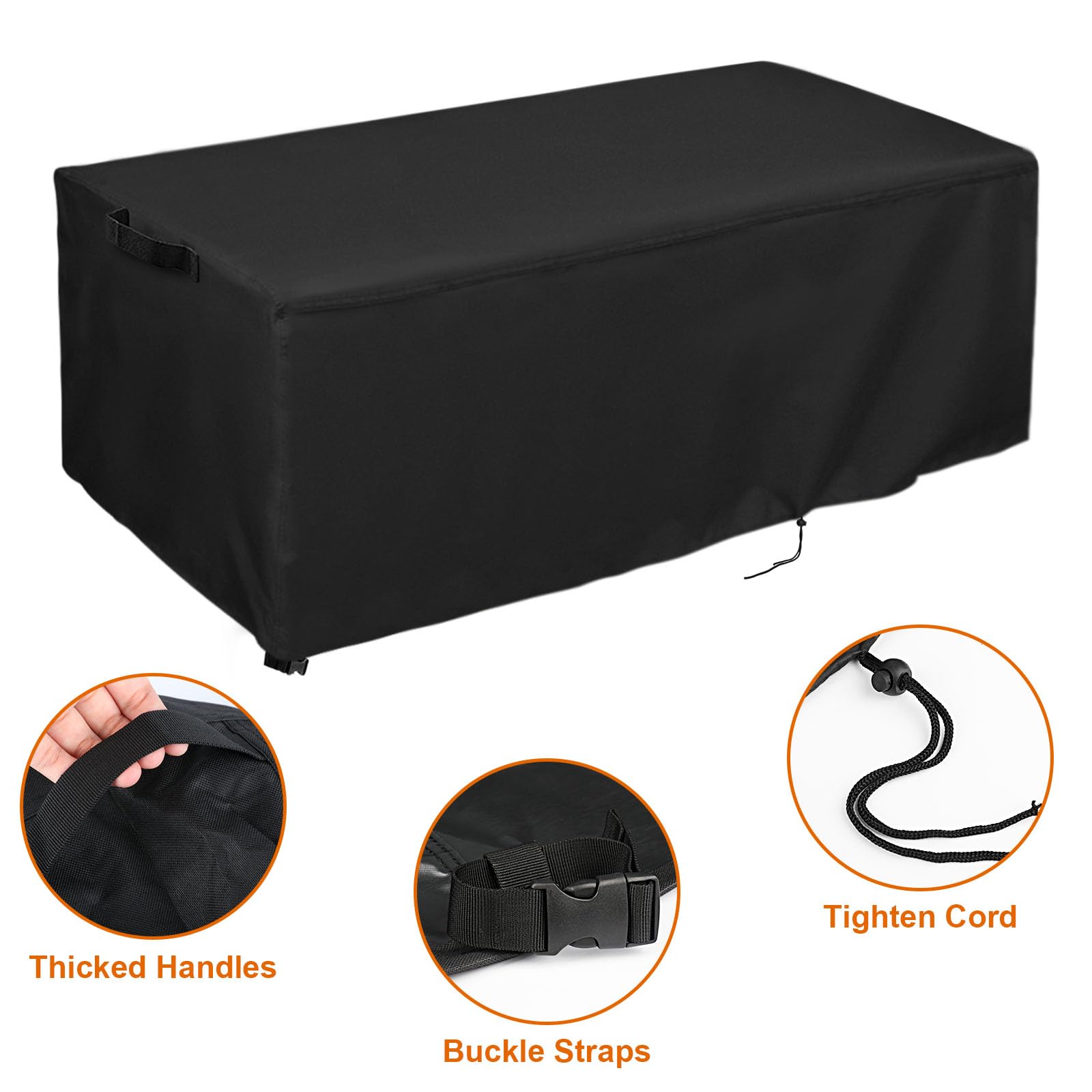 15 Inch Fire Pit Cover - Heavy Duty 600D Waterproof Outdoor Fireplace Cover for Rectangular Fire Pits (14x6x7 Inch) - Protects from Rain, Snow & Debris - Perfect for Patio, Backyard & Camping Use