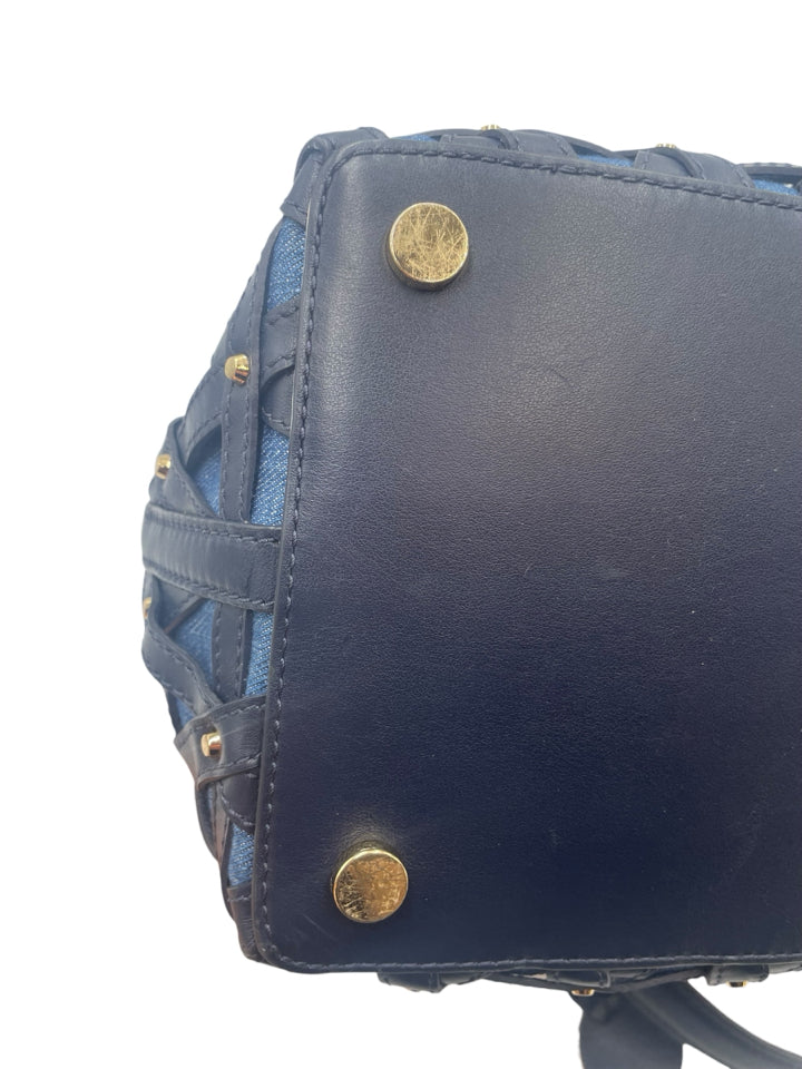 Michael Kors Raven Denim & Leather Shoulder Bag for Women - Stylish Crossbody Purse for Work, Travel & Everyday Use