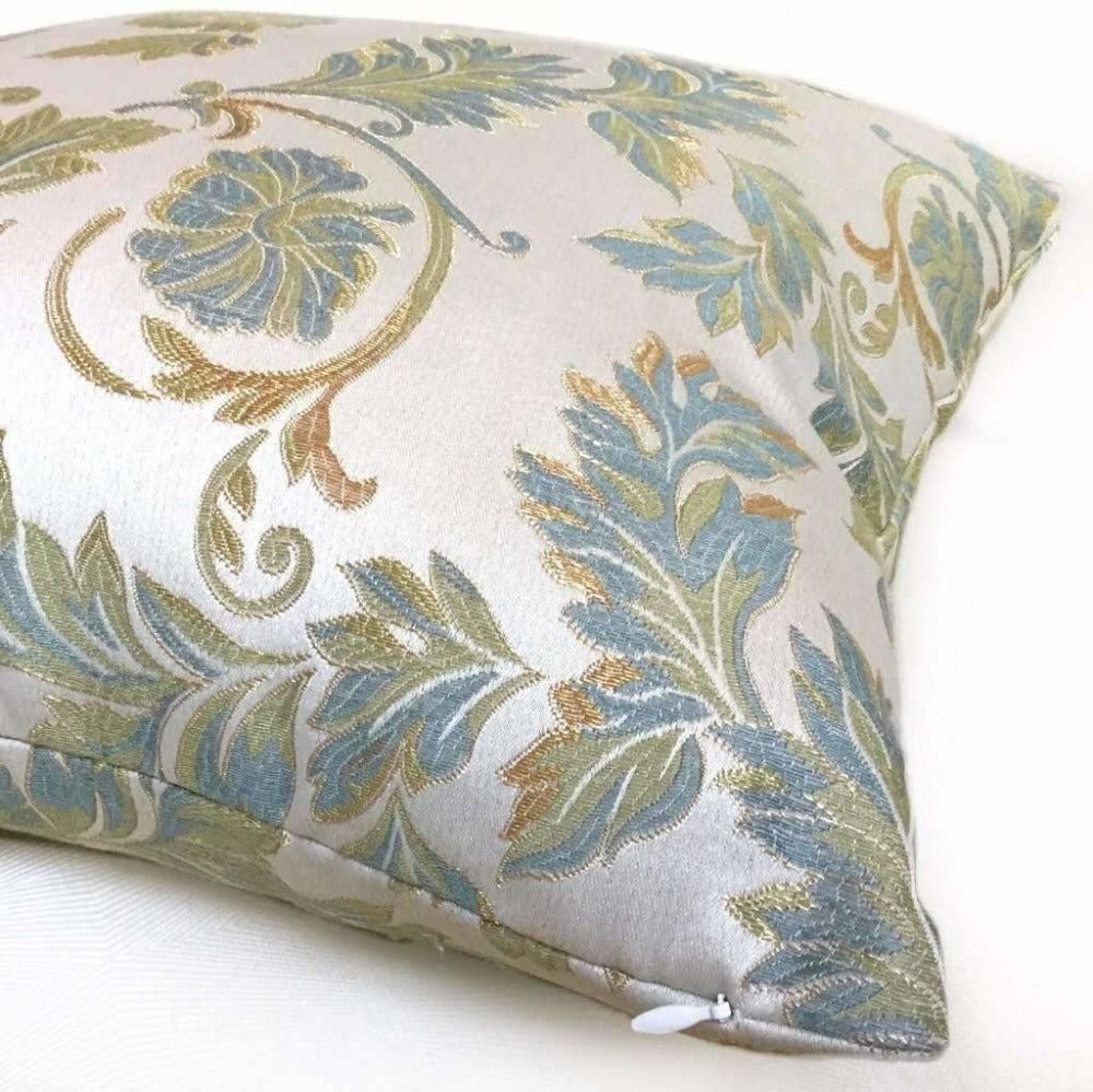 Discount Floral Botanical Pillow Covers - Cream, Gold, Green, Blue, Brown - Elegant Home Decor for Living Room, Bedroom & Sofa