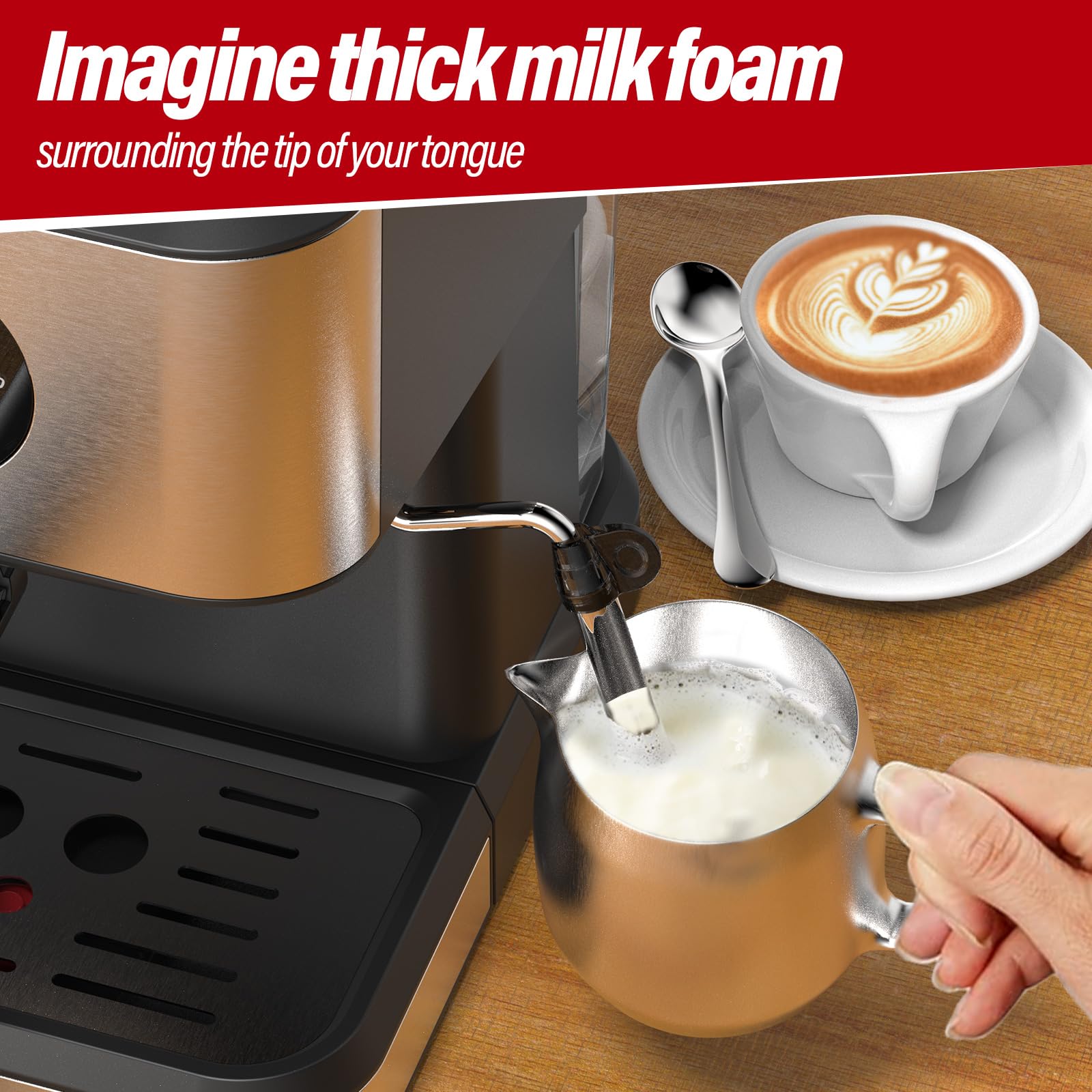 ICUIRE 20 Bar Espresso Machine with Milk Frother - Compact Coffee Maker for Latte, Mocha, Americano & Cappuccino - 50oz Water Tank - Perfect for Home Baristas & Espresso Martinis (Silver) - Ideal for Small Kitchens, Office Use & Gift Giving