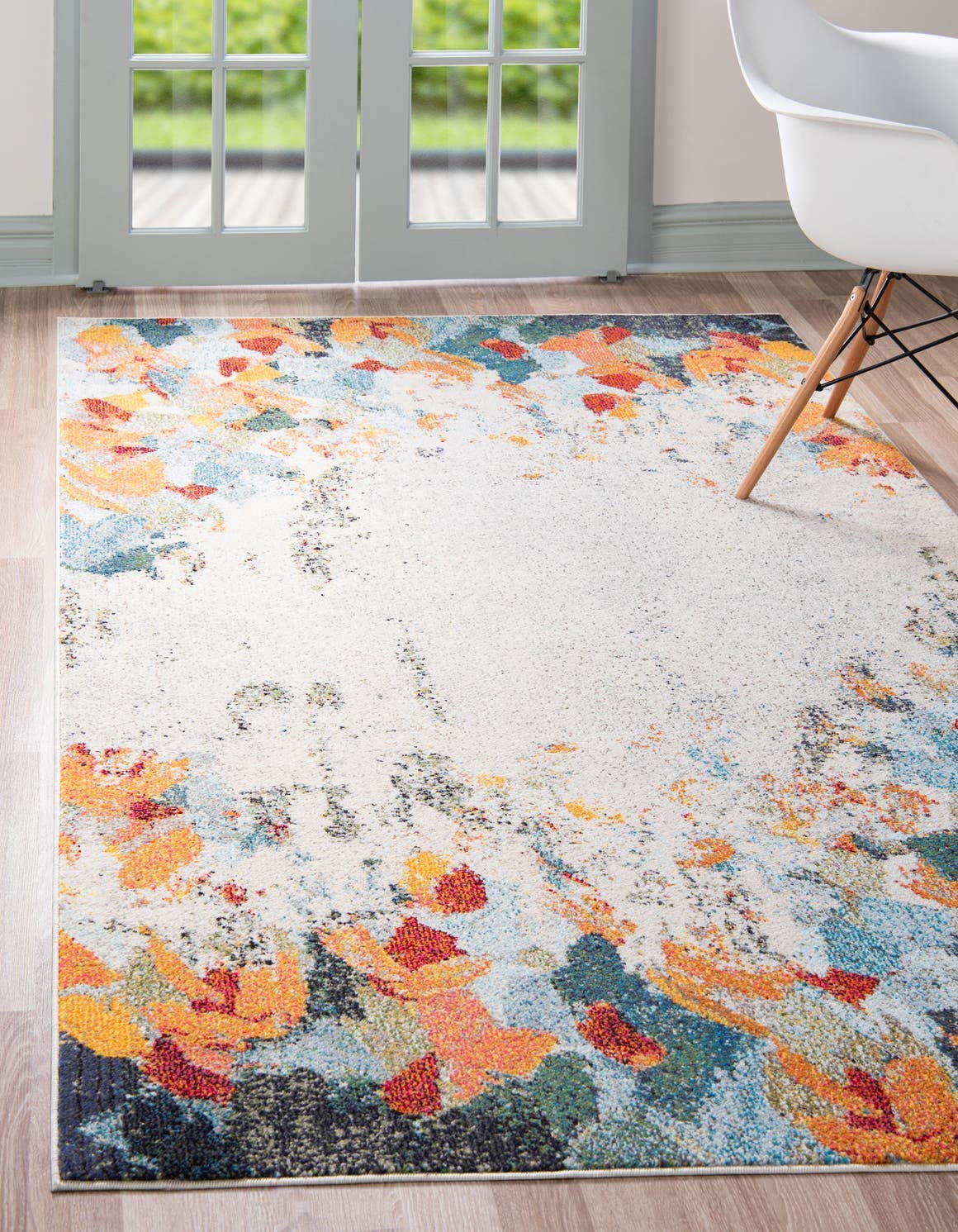 Unique Loom Chromatic Collection Modern Colorful Floral & Vibrant Abstract Area Rug - 8' x 10' Multi/Beige - Soft & Durable for Living Room, Bedroom, Nursery & Office Decor