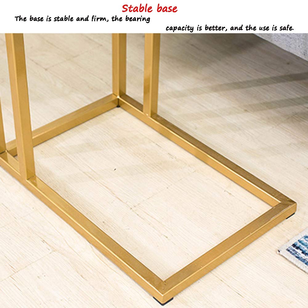 Elegant 2-Tier Marble End Table with Iron Art Frame - Gold Accented Side Table for Living Room, Bedroom & Balcony (16×22 Inch) | Perfect for Tea Storage, Nightstand & Corner Decor