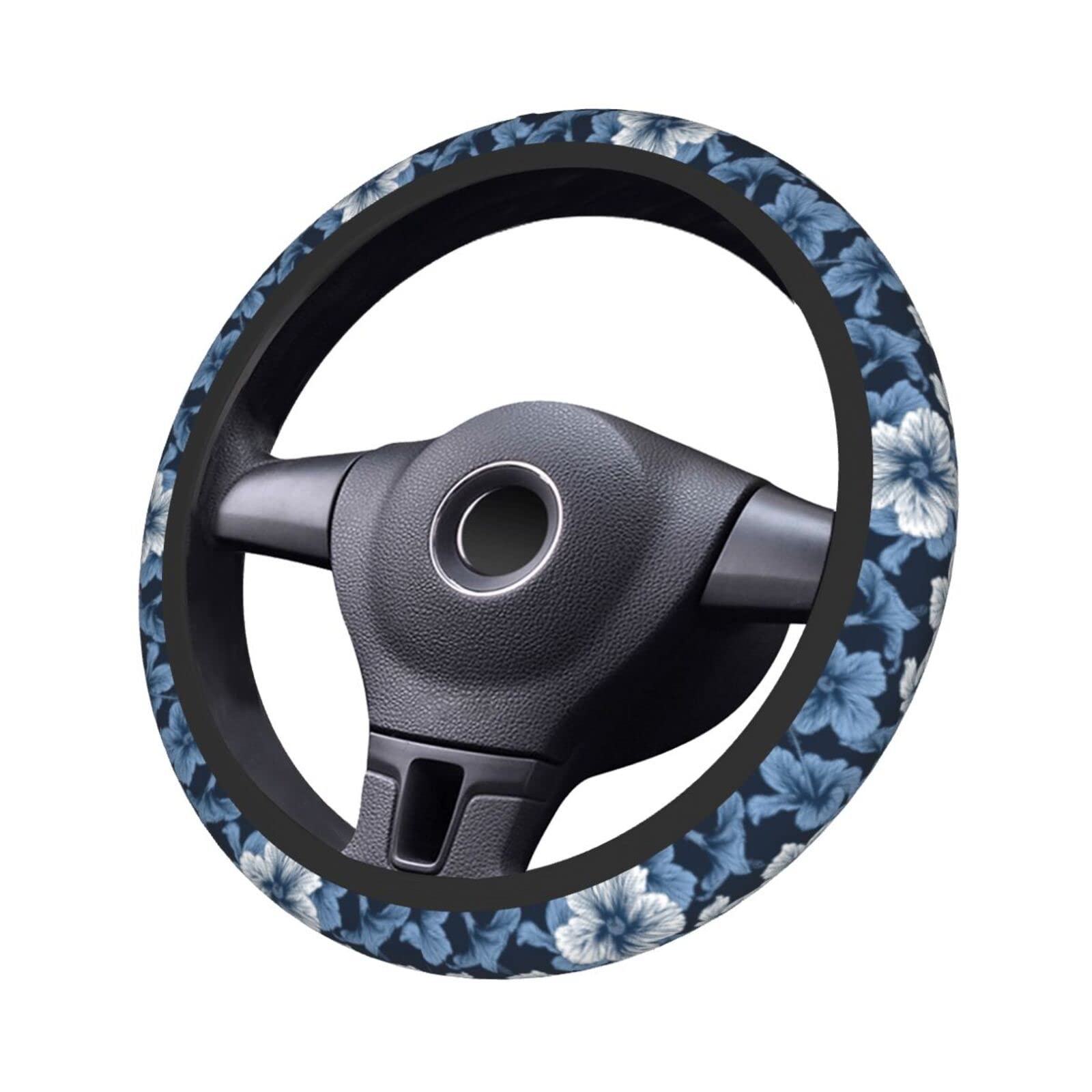 Universal 15-inch Tropical Hibiscus Flower Steering Wheel Cover - Hawaiian Print Neoprene Car Wheel Protector for Cars, SUVs & Trucks - Perfect for Summer Beach Trips & Tropical Themed Vehicles